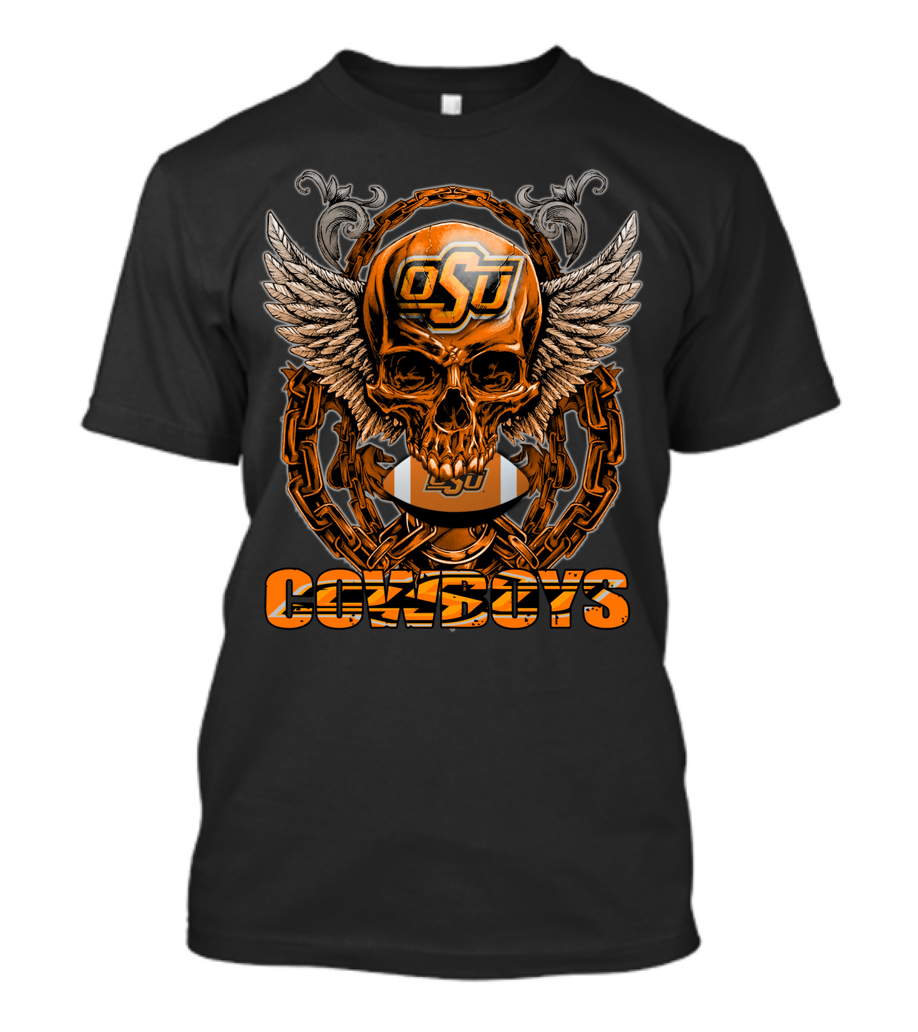 OSU Skull Wings Chain Football Cowboys T-Shirt