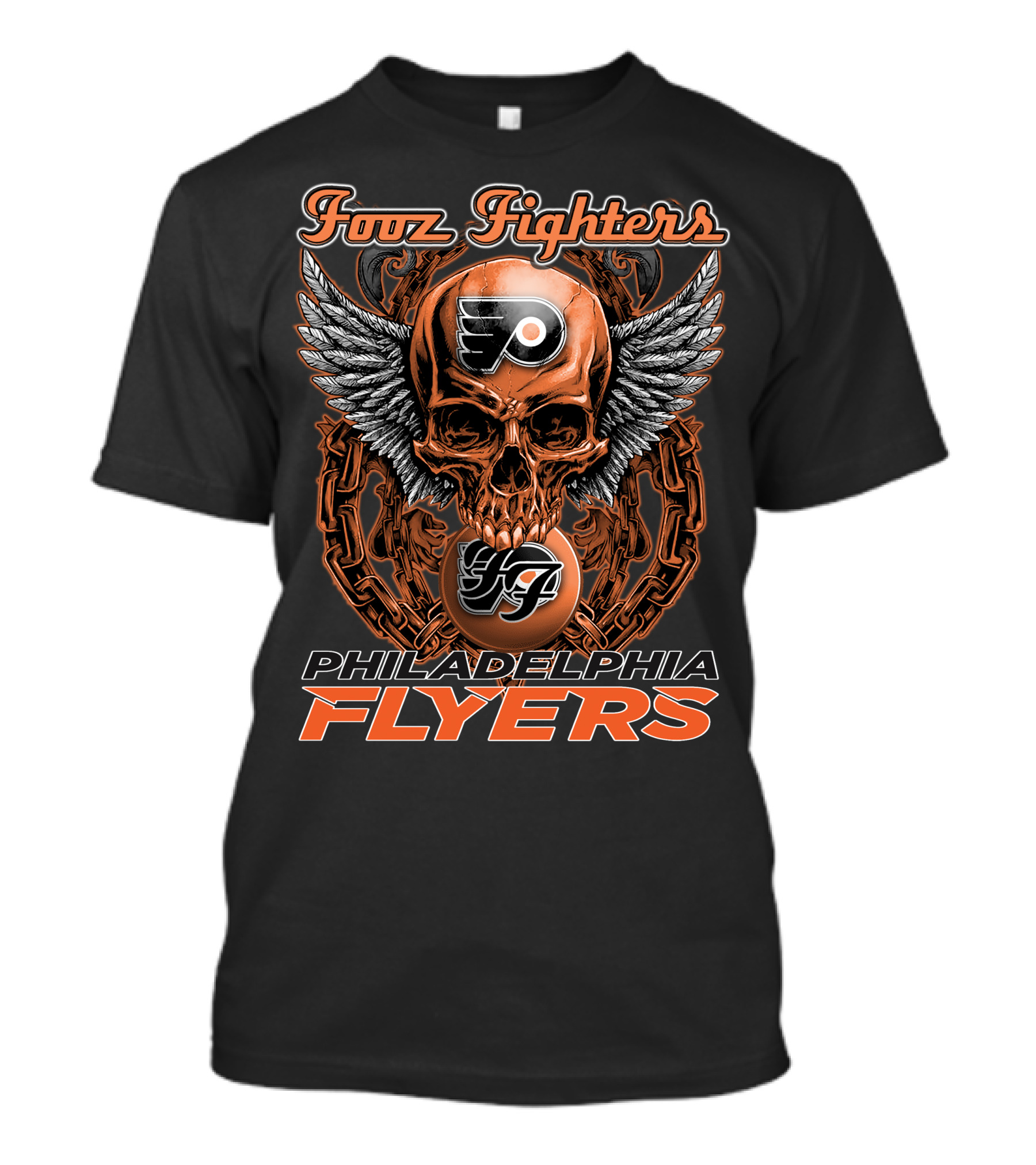 Fooz Fighters Philadelphia Flyers Skull Wings T-Shirt