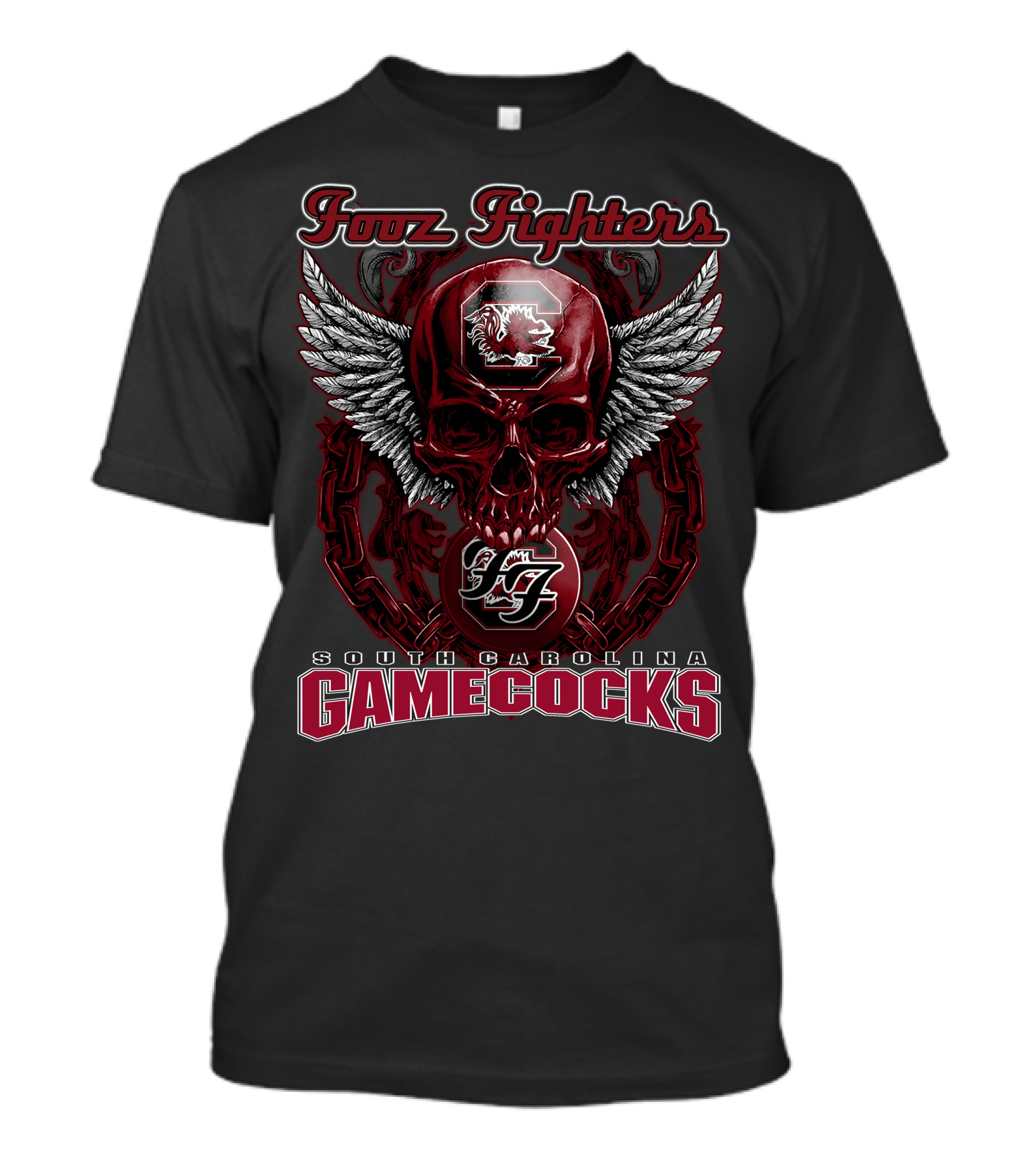 Fooz Fighters South Carolina Gamecocks Skull Wings T-Shirt