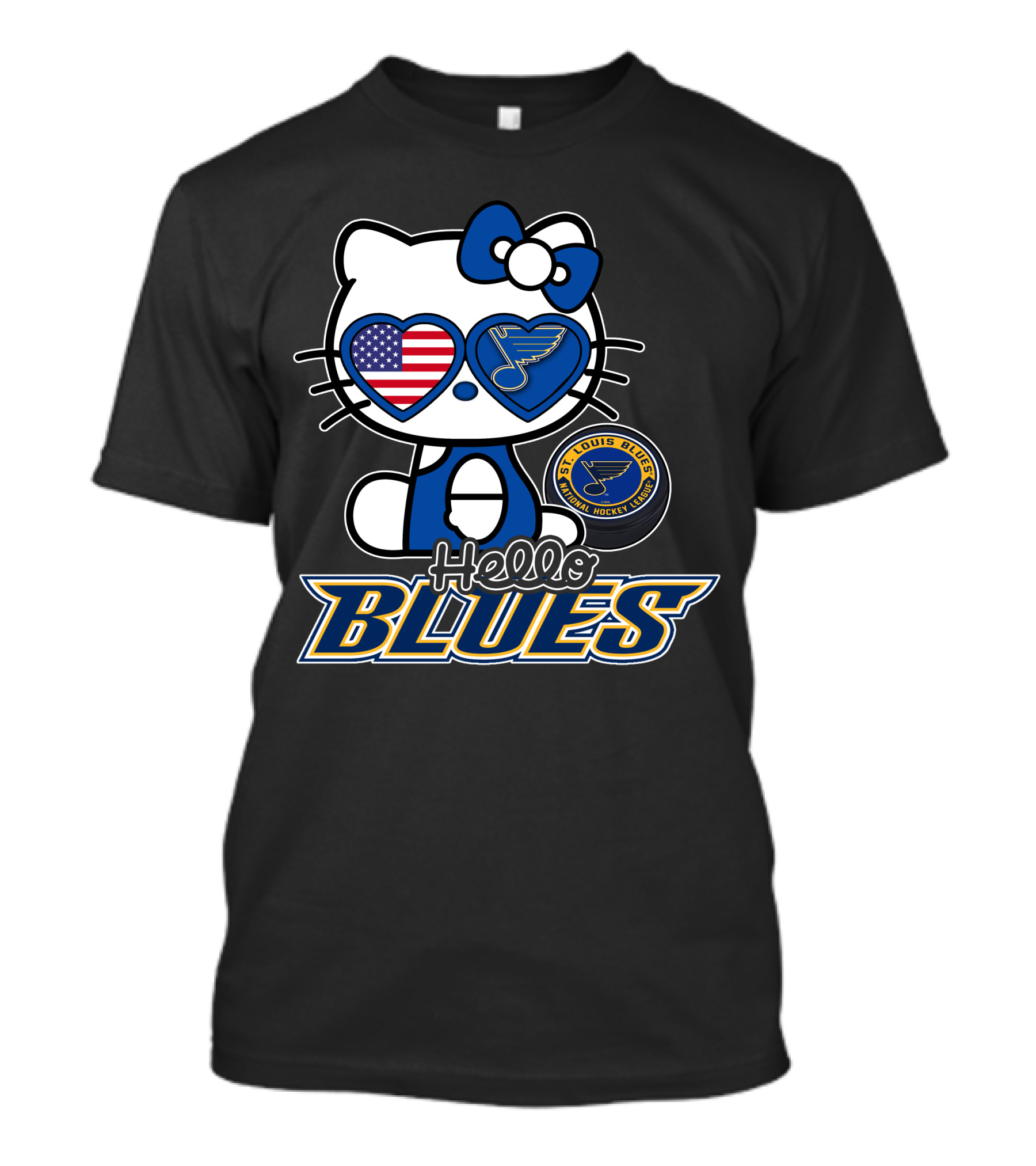 Hello Kitty St. Louis Blues American Flag Hockey Fan T-Shirt
