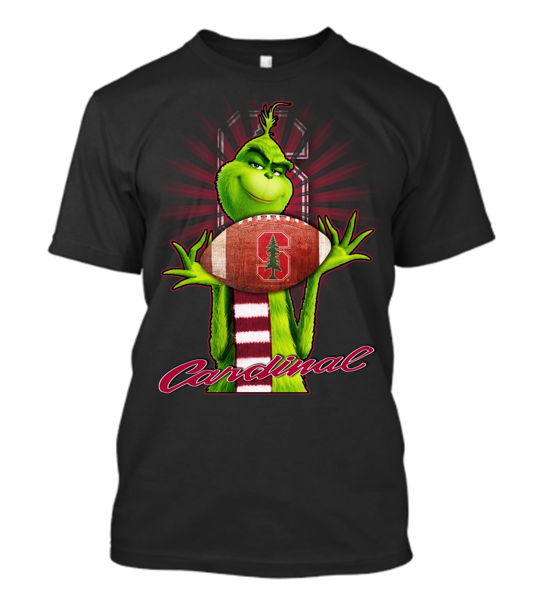 Grinch Holding Stanford Football Cardinal T-Shirt