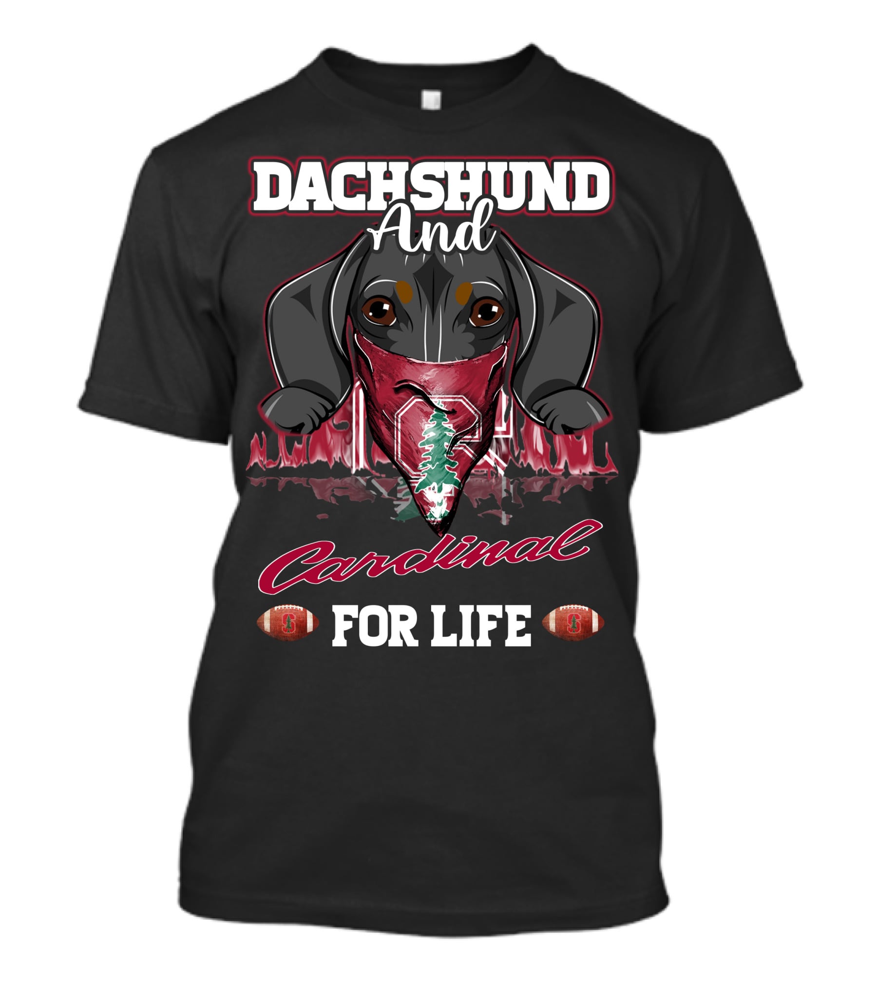 Dachshund And Cardinal For Life Stanford Football T-Shirt