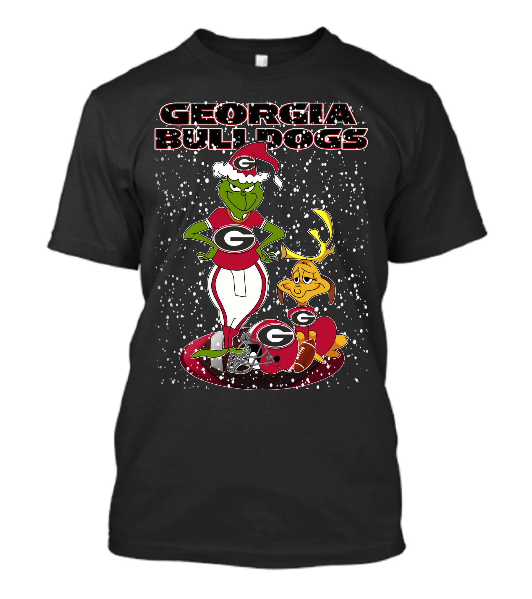 Georgia Bulldogs Grinch Santa Christmas Football T-Shirt