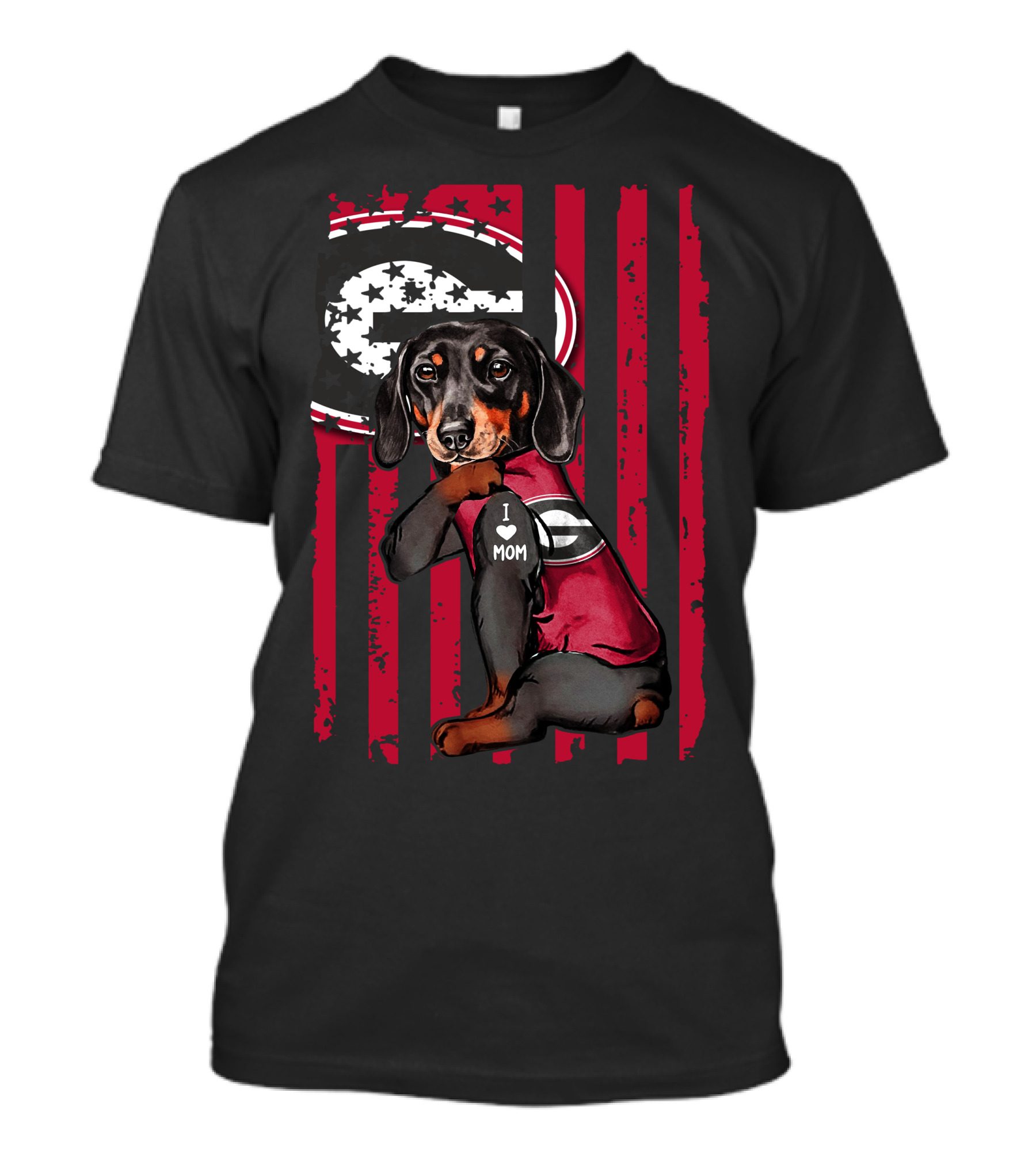Dachshund Georgia Bulldogs I Love Mom T-Shirt