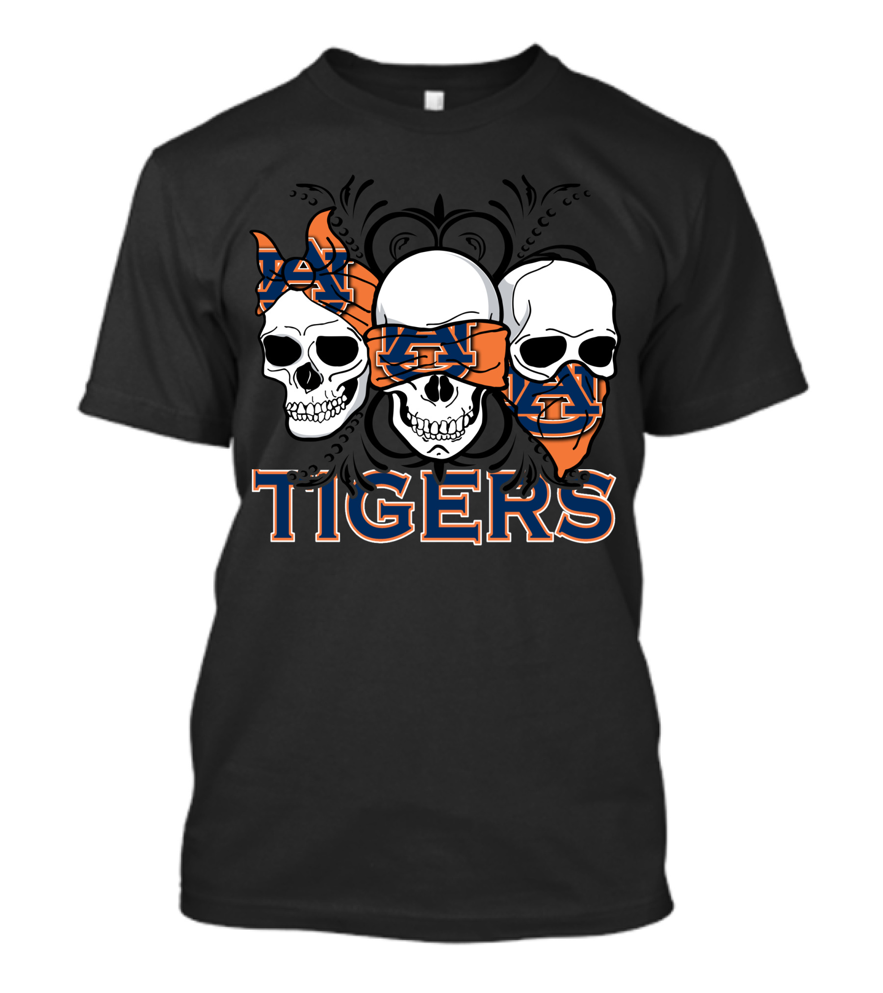 3 Skull Auburn Tigers Bandana Trio T-Shirt