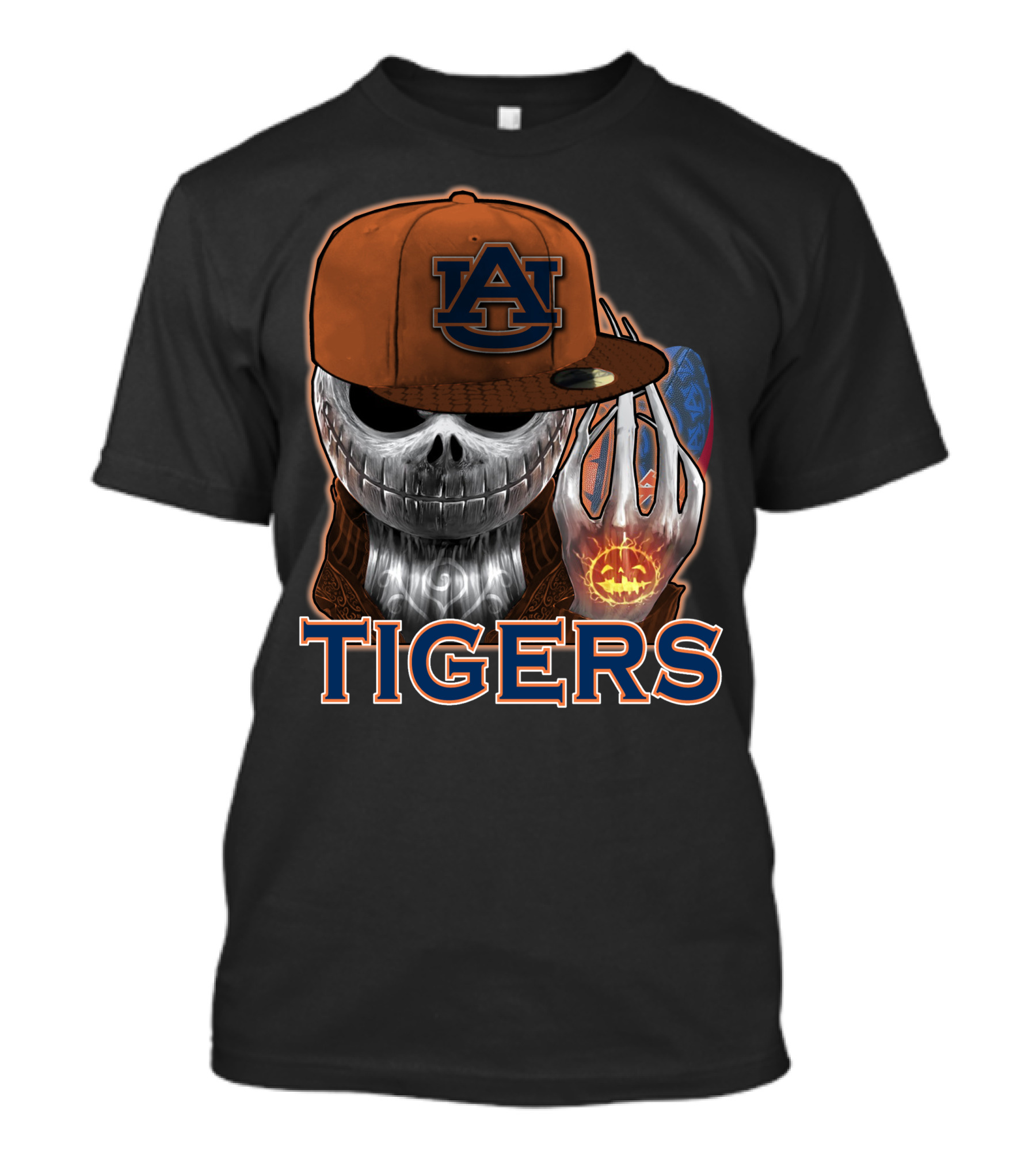 Jackskull Auburn Tigers Halloween Pumpkin T-Shirt