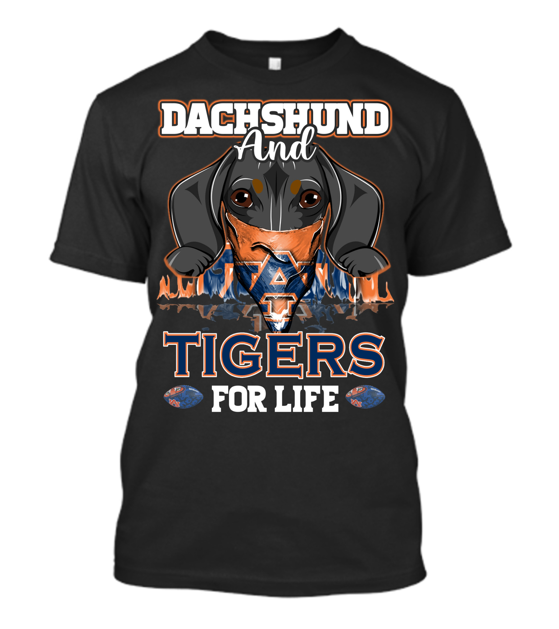 Dachshund And Auburn Tigers For Life T-Shirt