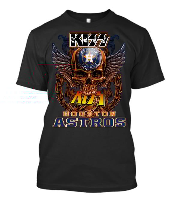 Kiss Houston Astros Skull Wings Chain T-Shirt