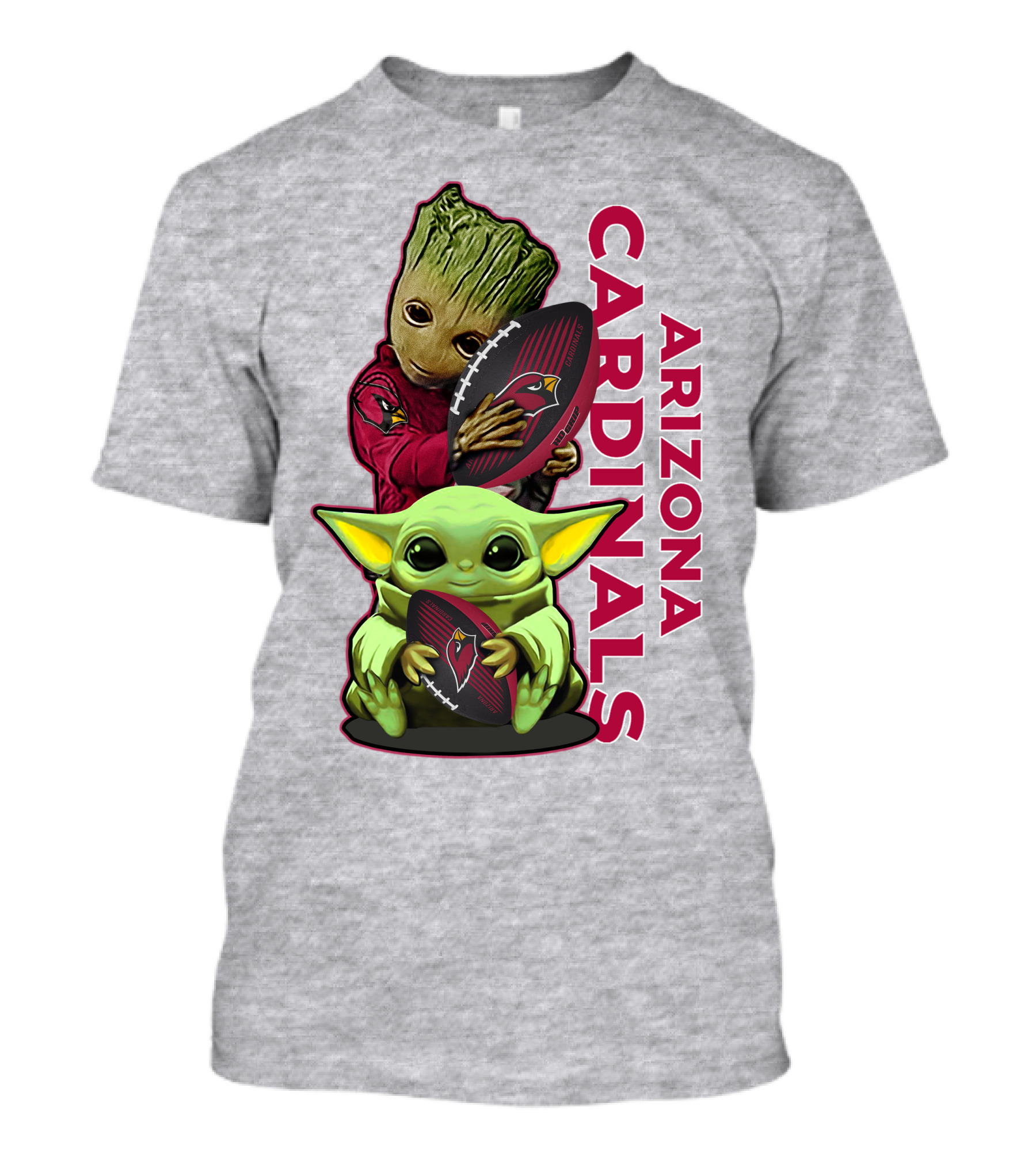 Grzd Arizona Cardinals Groot Baby Yoda Football T-Shirt