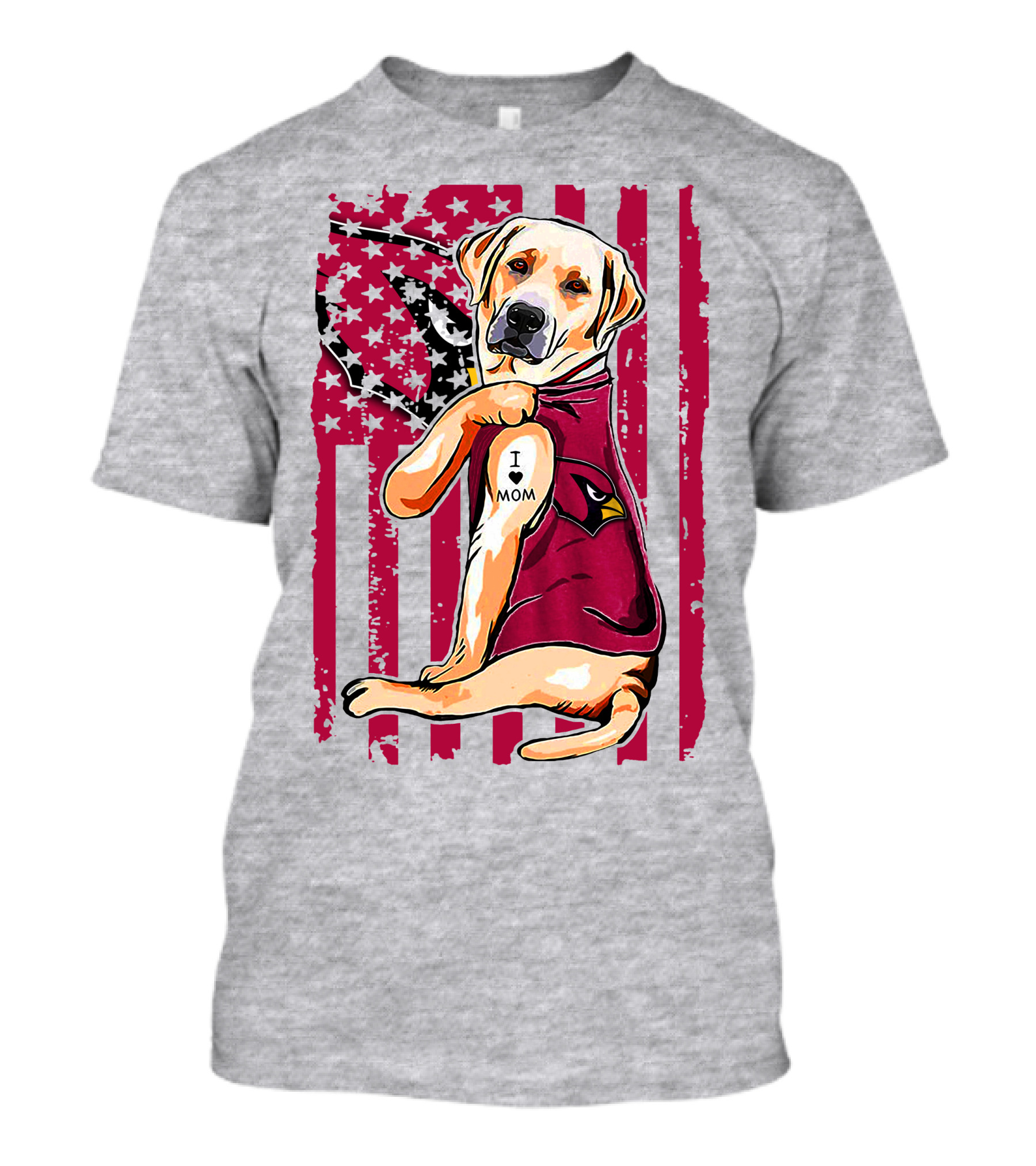 Labrador Retriever I Love Mom Arizona Cardinals Fan T-Shirt