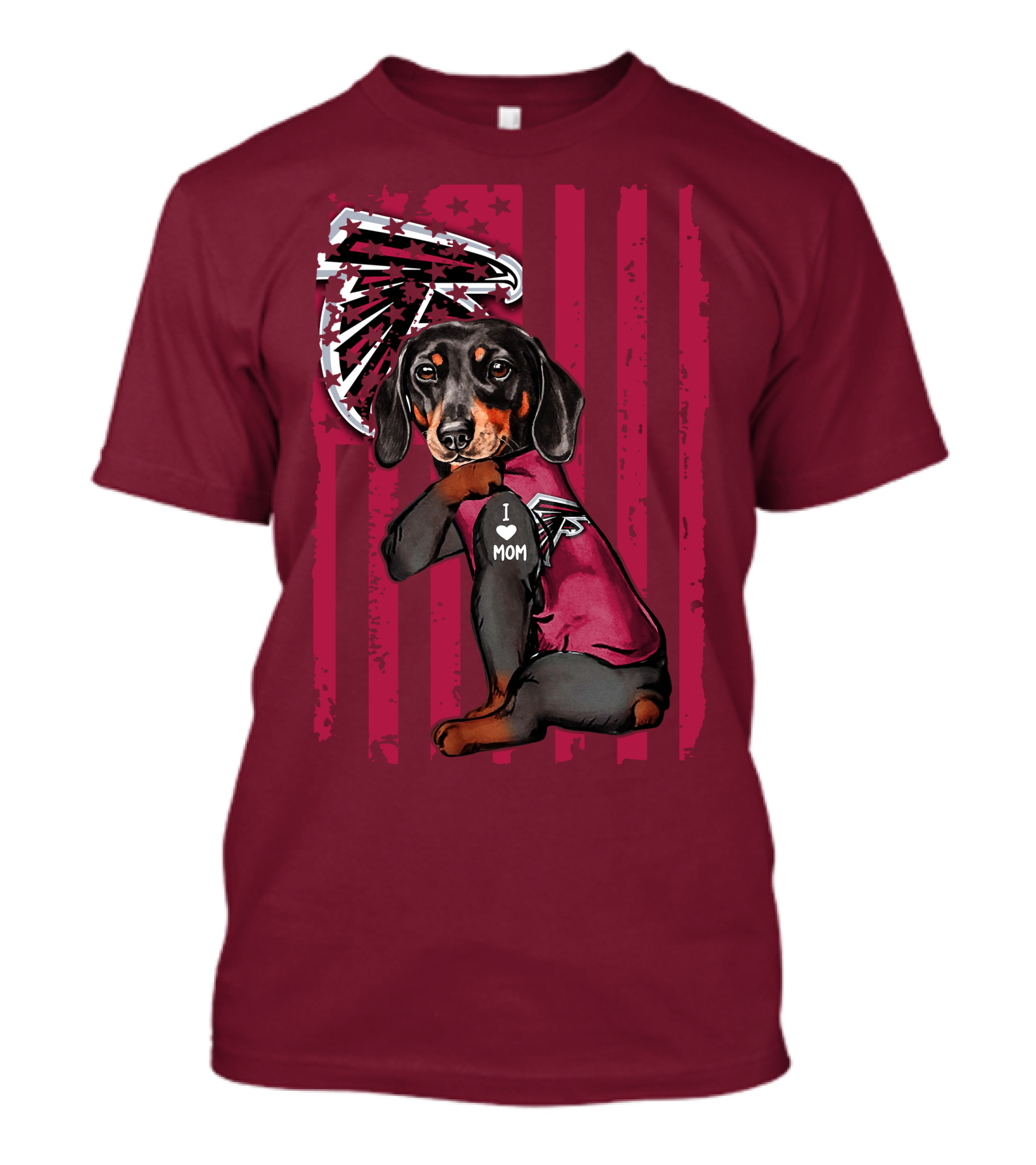Dachshund I Love Mom Atlanta Falcons Flag T-Shirt