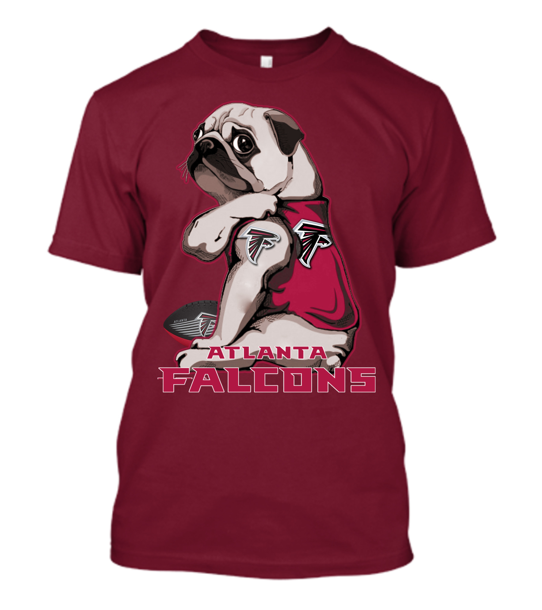 Pug Atlanta Falcons Football Team Mascot T-Shirt