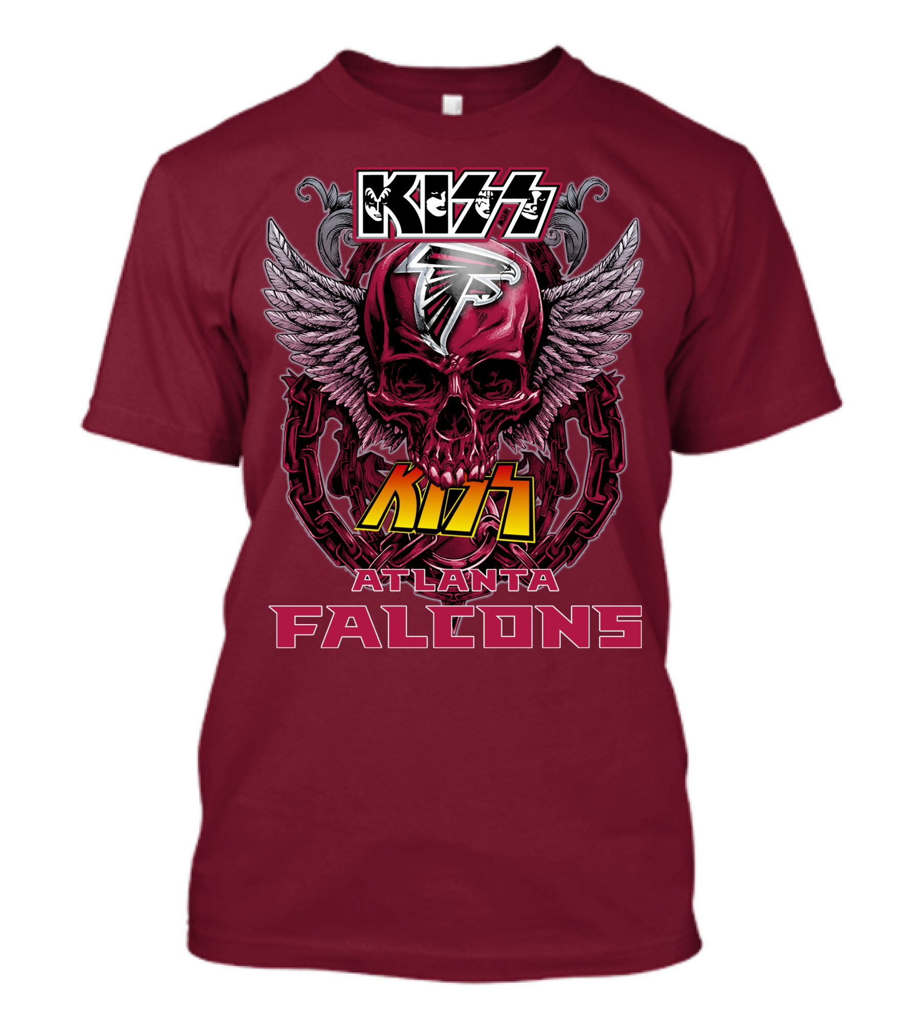 Kiss Atlanta Falcons Skull Winged T-Shirt