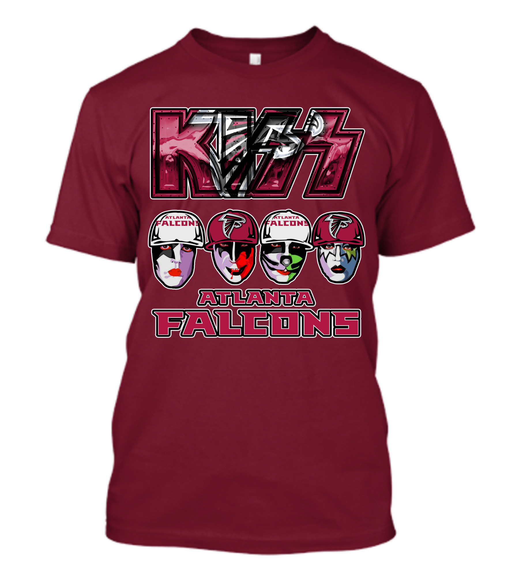 Kiss Atlanta Falcons Faces Logo NFL Band Crossover T-Shirt