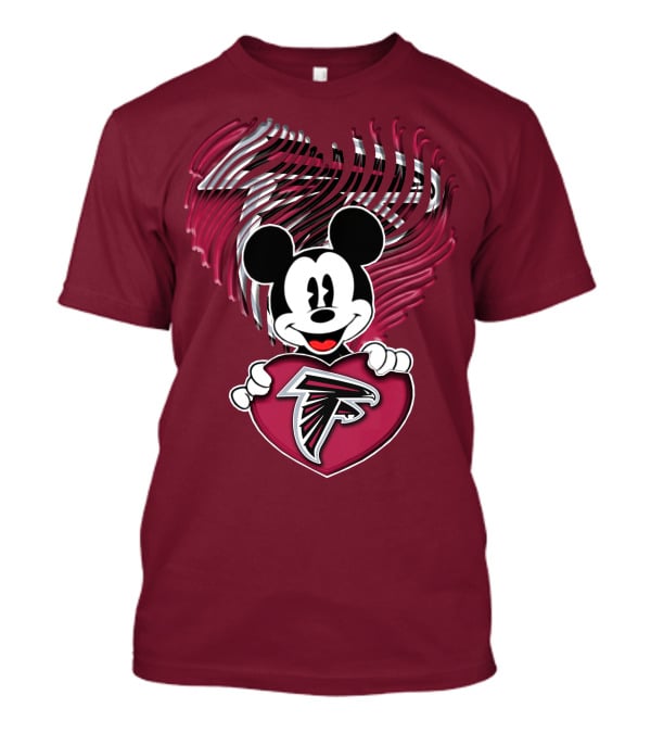 Mick Holding Atlanta Falcons Heart With Falcons Logo And Stylized T-Shirt