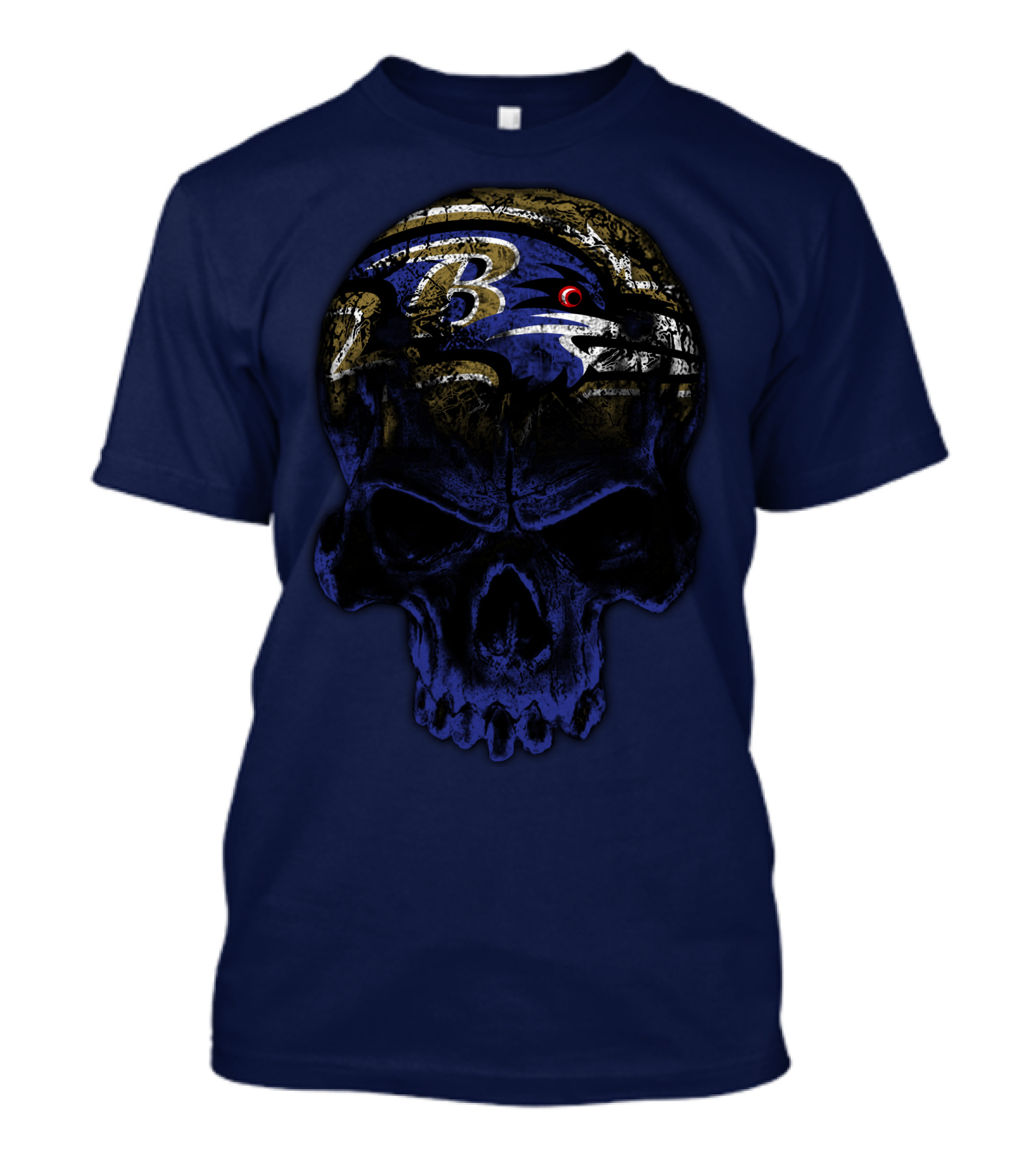 Baltimore Ravens 71 Skull Logo Art T-Shirt