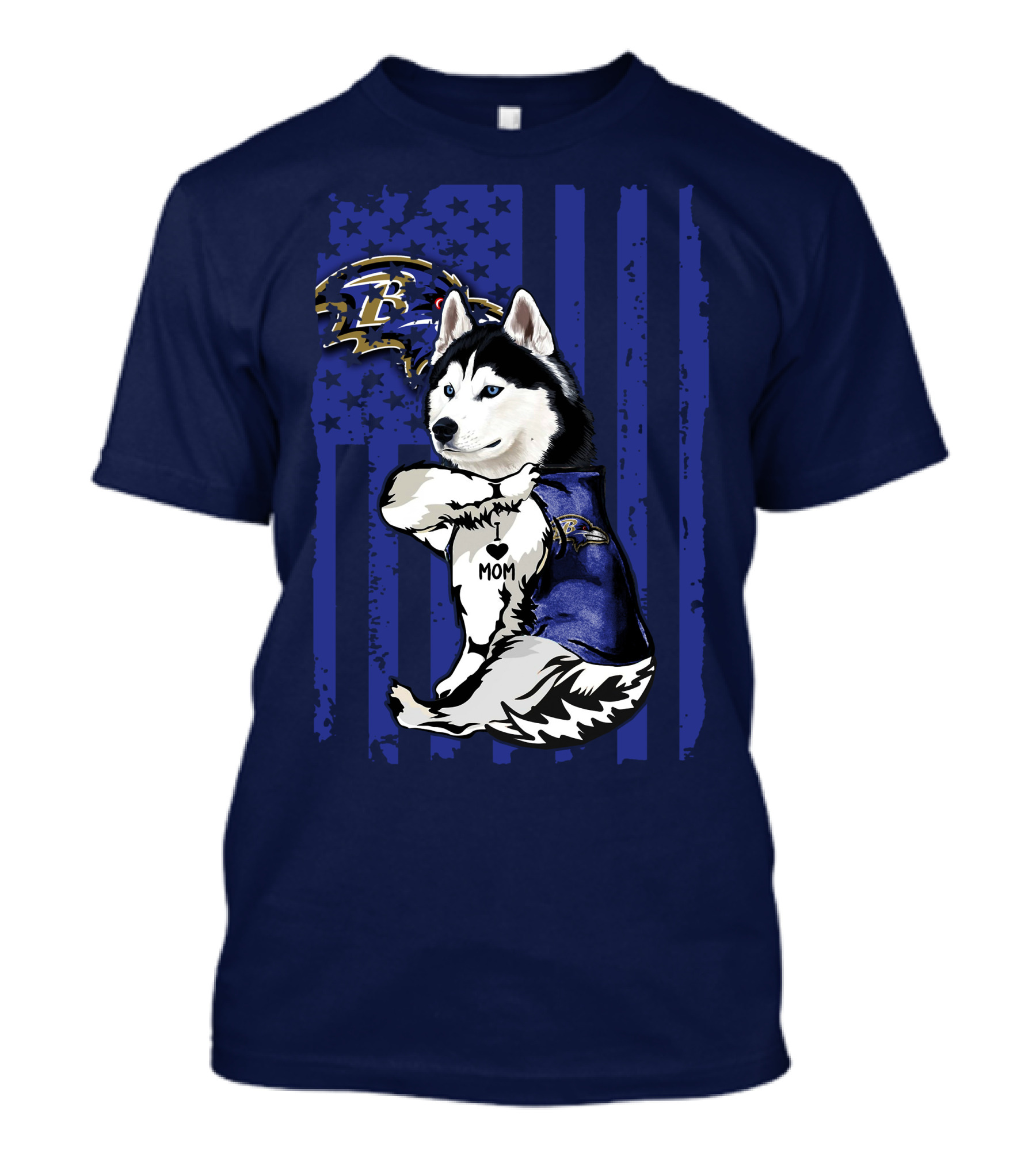 Siberian Husky Mom Baltimore Ravens Flag T-Shirt