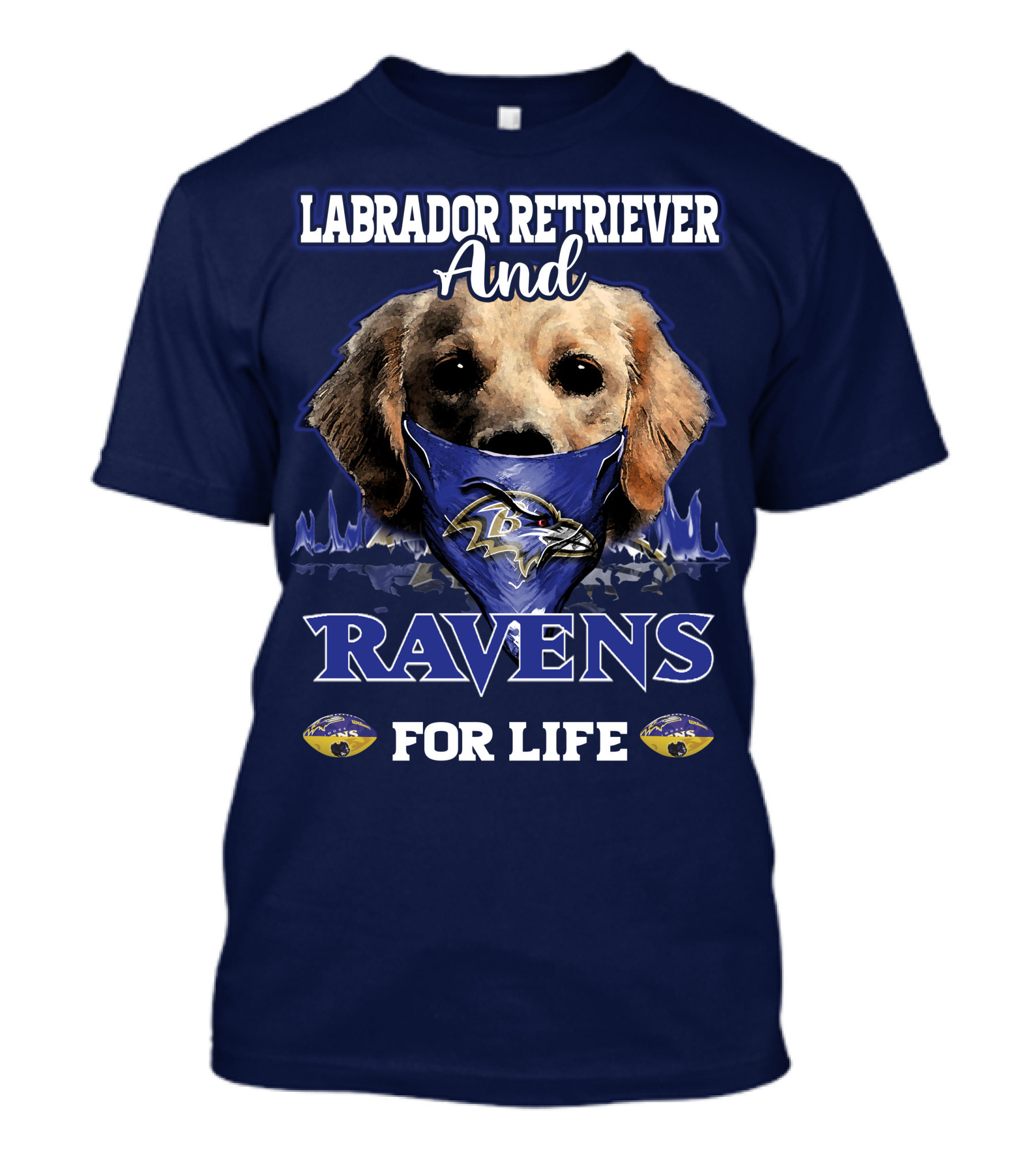 Labrador Retriever And Ravens For Life Baltimore Ravens T-Shirt