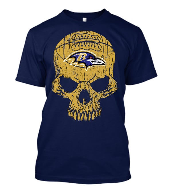 Baltimore Ravens Skull Football T-Shirt
