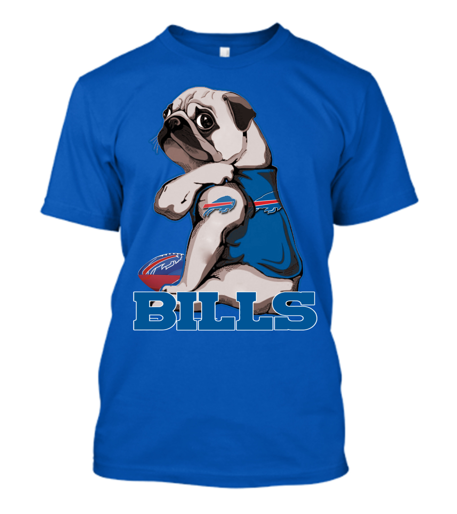 Pug Bills Football Team T-Shirt