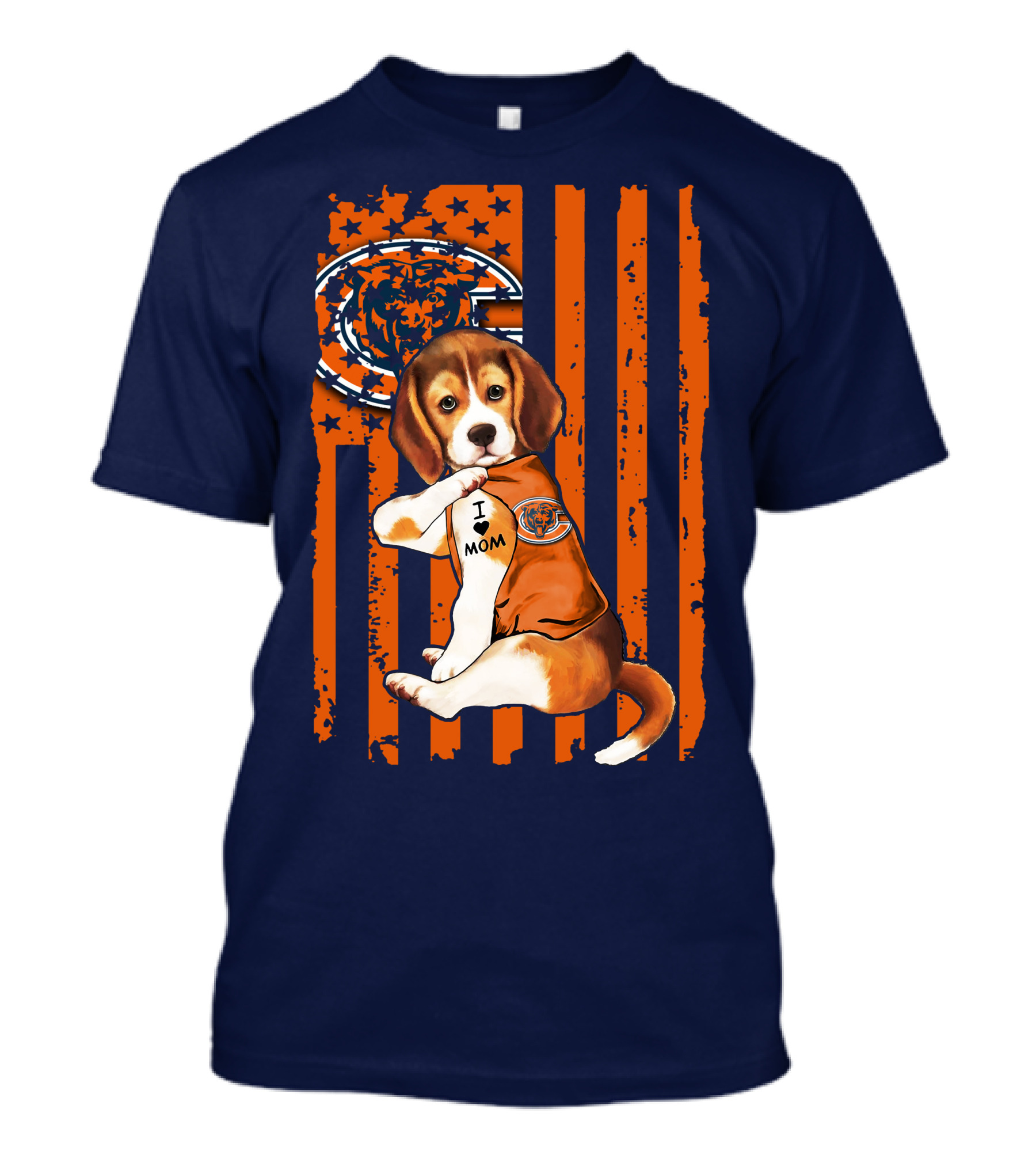 Beagle I Love Mom Chicago Bears Fan Flag T-Shirt