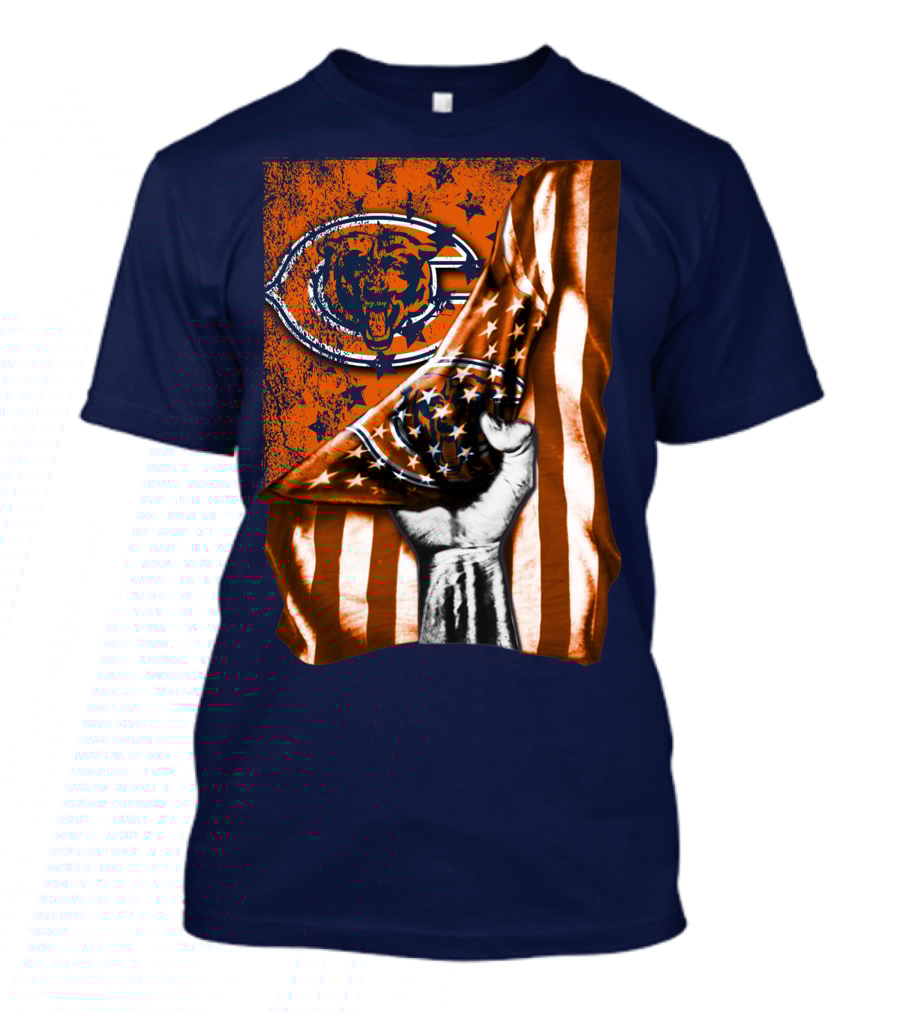 Hand Lifting American Flag Over CHICAGO BEARS T-Shirt