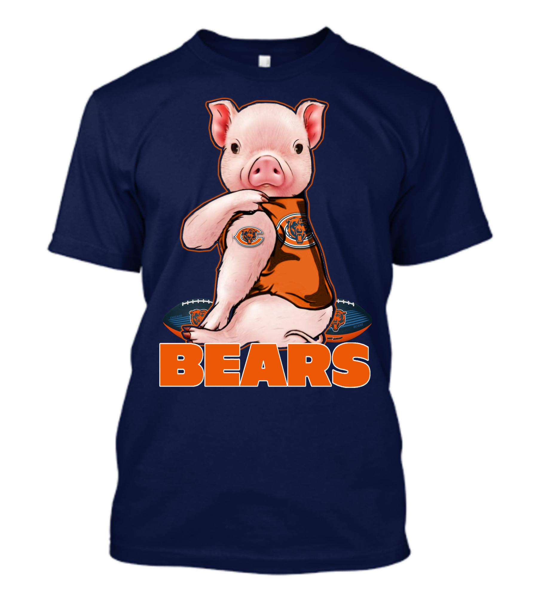 Pig In Chicago Bears Jersey With Football And Logo BEARS T-Shirt
