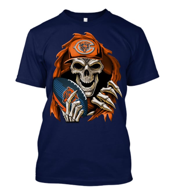 Chicago Bears Skullbong Skeleton Football Fan T-Shirt