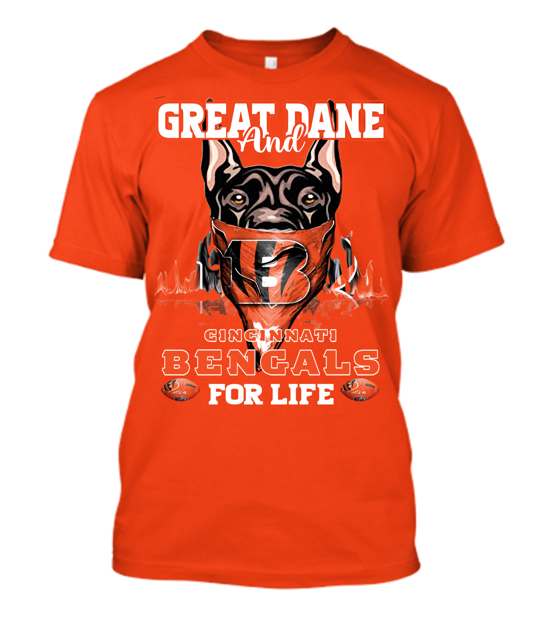 Great Dane And Cincinnati Bengals For Life T-Shirt