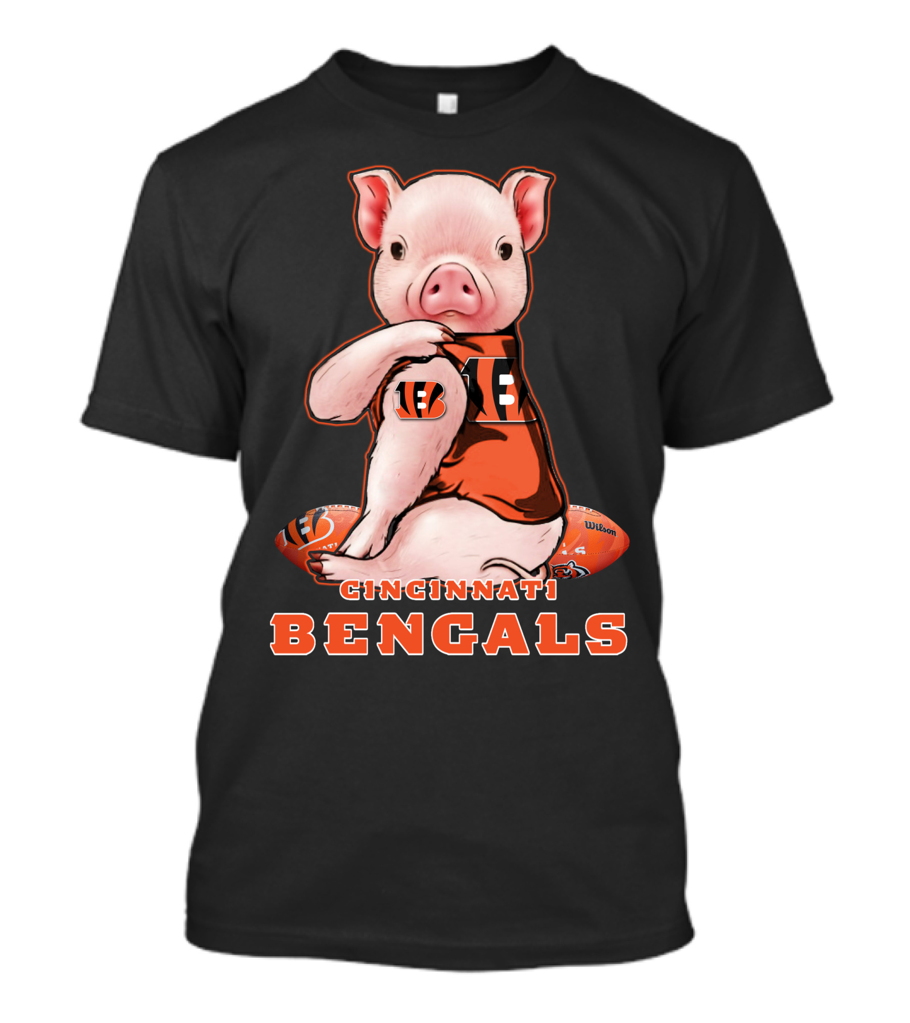 CINCINNATI BENGALS Pig Holding Football T-Shirt