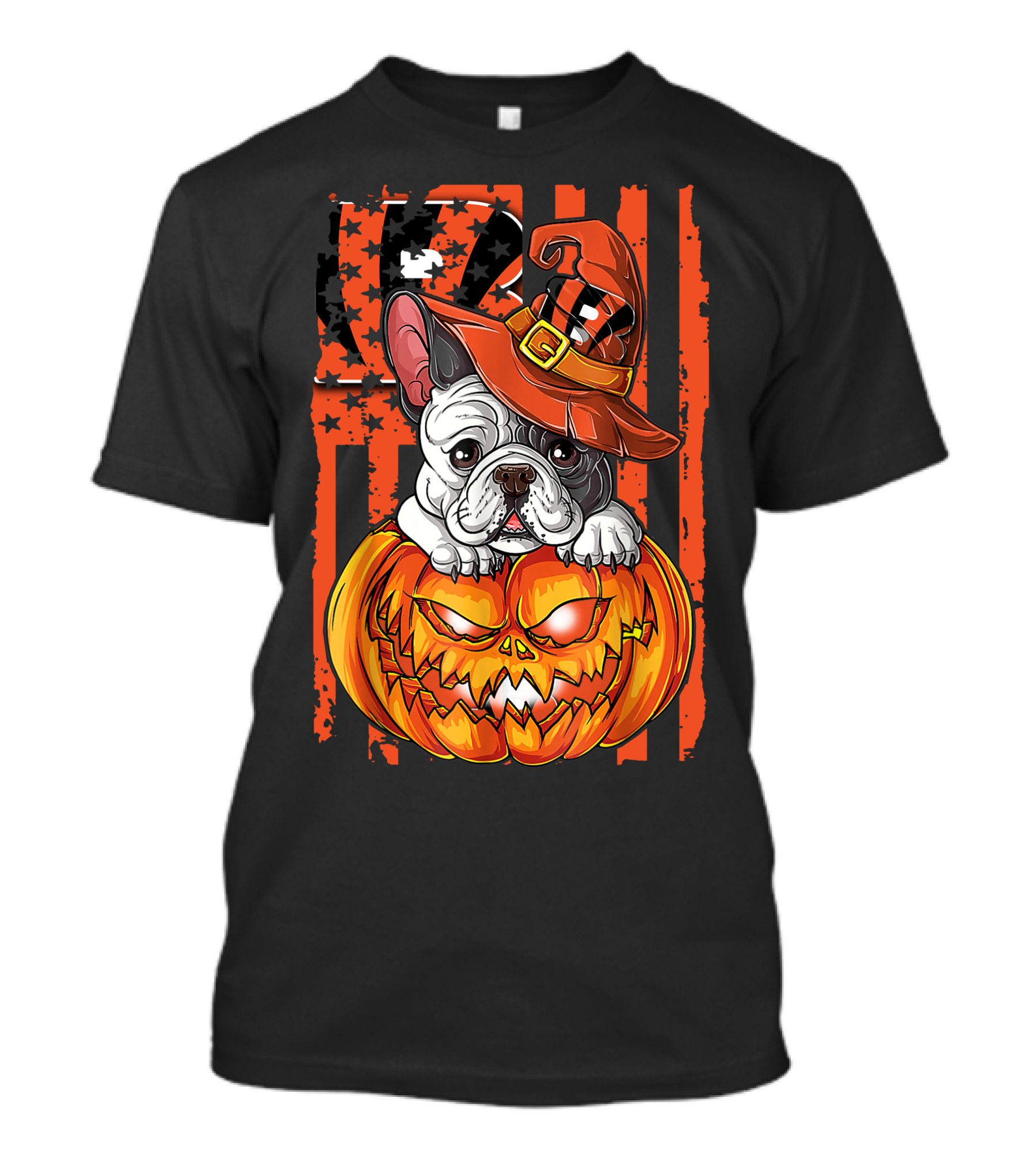 Cincinnati Bengals Bulldog Halloween Pumpkin T-Shirt