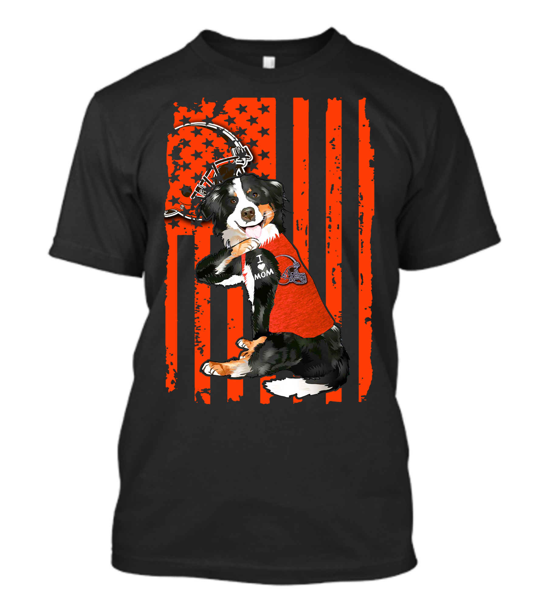Border Collie CLEVELAND BROWNS I Love Mom Football Helmet America T-Shirt
