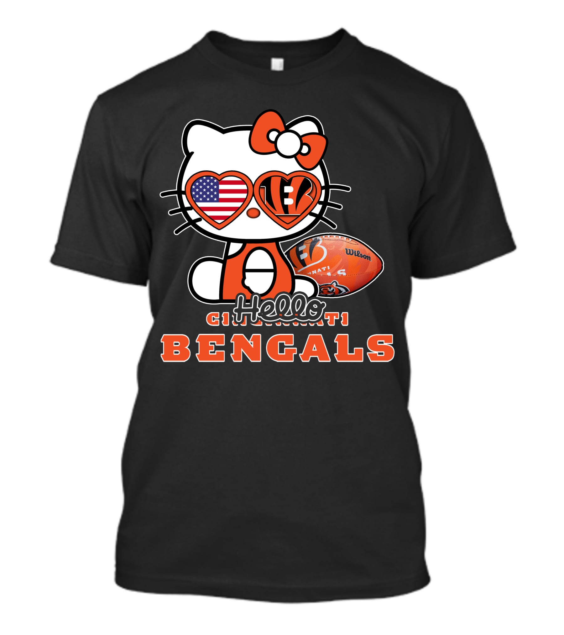 Hello Kitty Cincinnati Bengals American Football Fan Edition T-Shirt