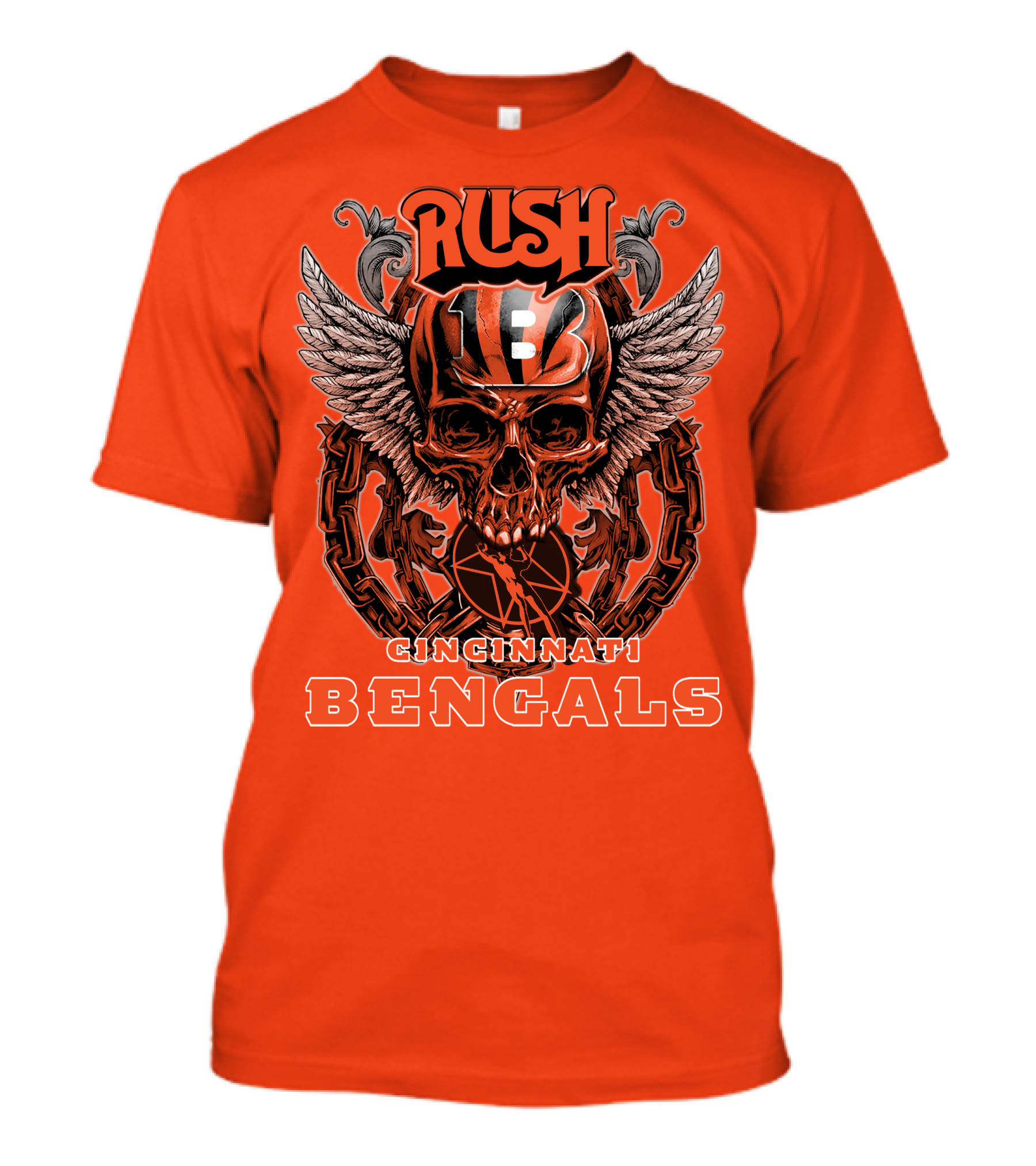 Rush Cincinnati Bengals Helmet Wings Skull T-Shirt