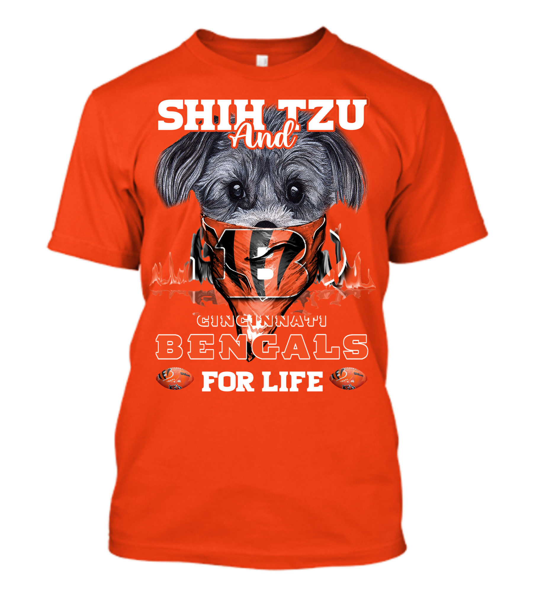 Shih Tzu And Cincinnati Bengals For Life T-Shirt