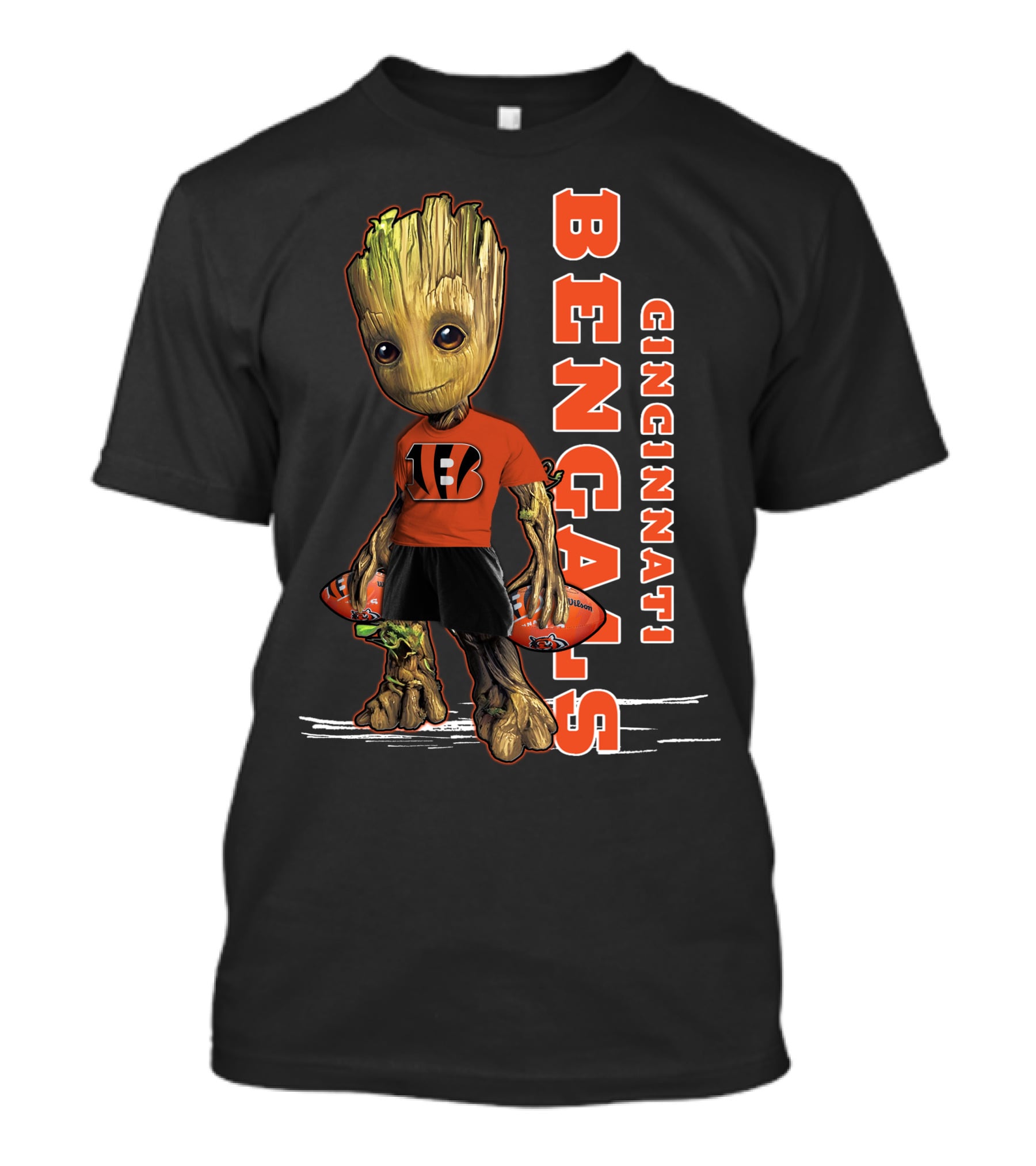 Groot V1 Cincinnati Bengals Football Themed Character With Team T-Shirt