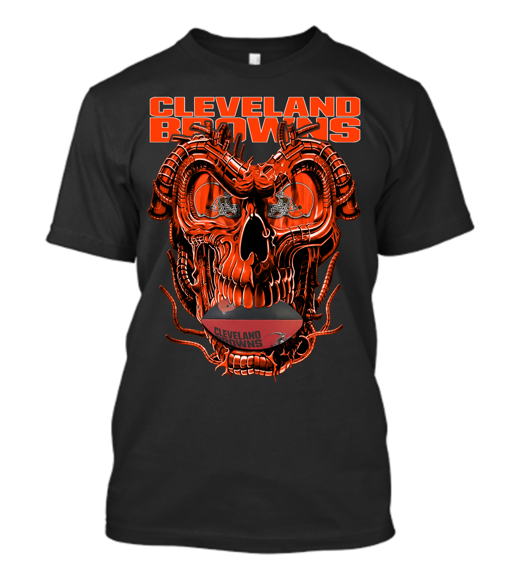 Dragonskull CLEVELAND BROWNS Helmet Skull Football T-Shirt