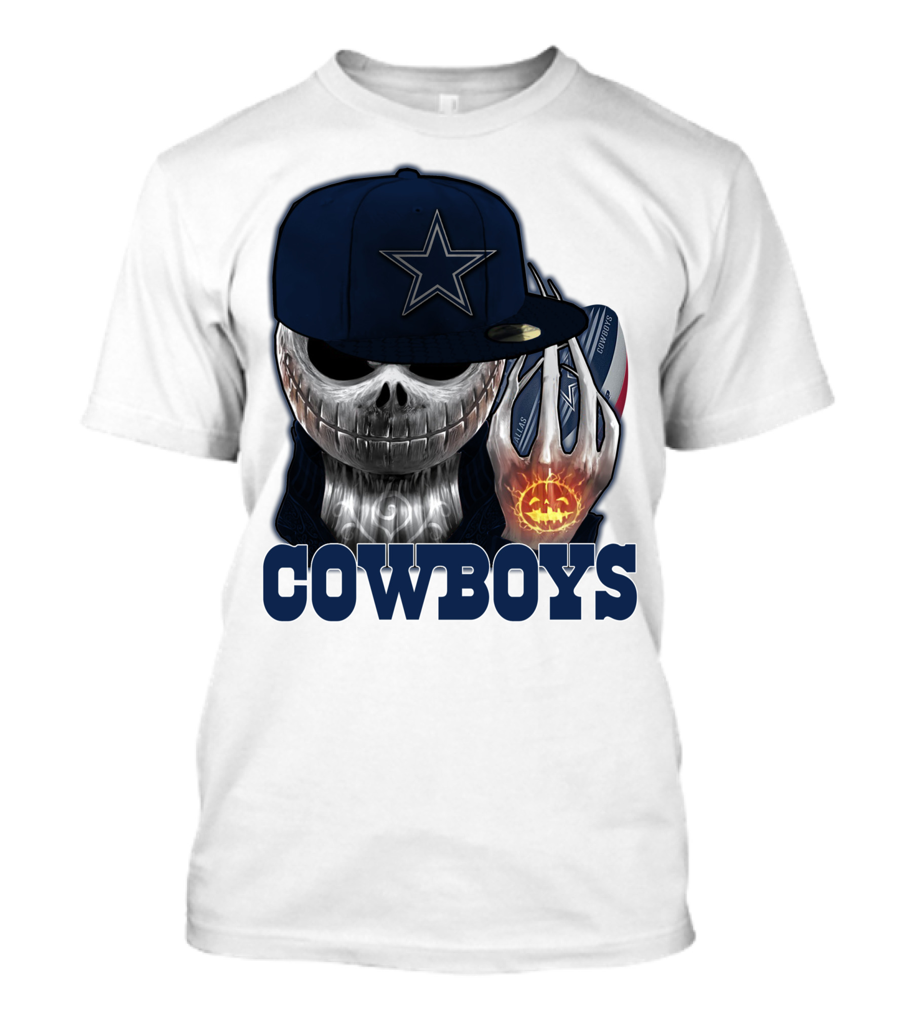 Jackskull Cowboys Halloween Star Football T-Shirt