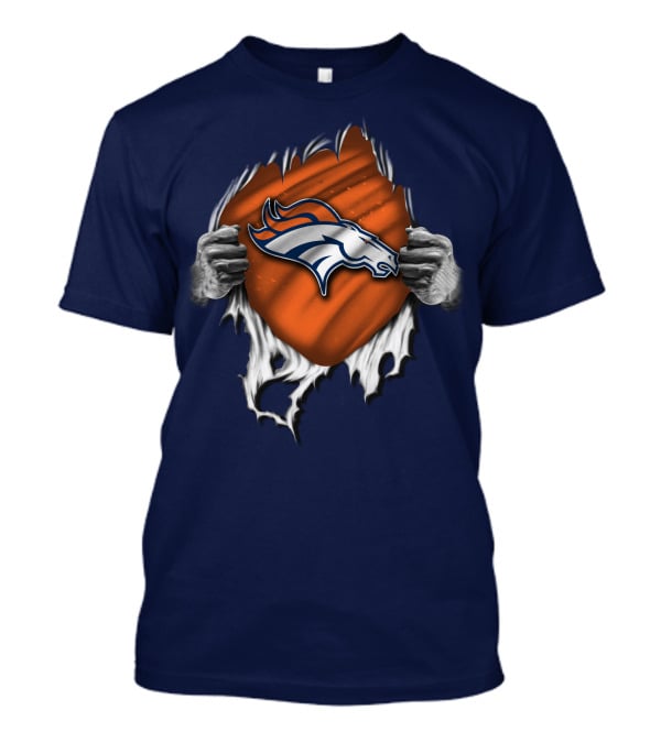 Torn V1 Denver Broncos Logo Hands Ripping T-Shirt