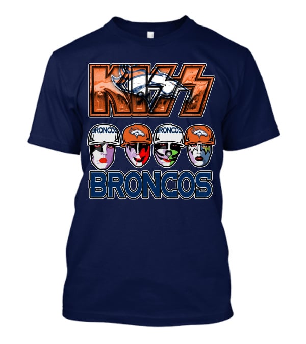 Kiss Denver Broncos Football Helmet Band Makeup T-Shirt