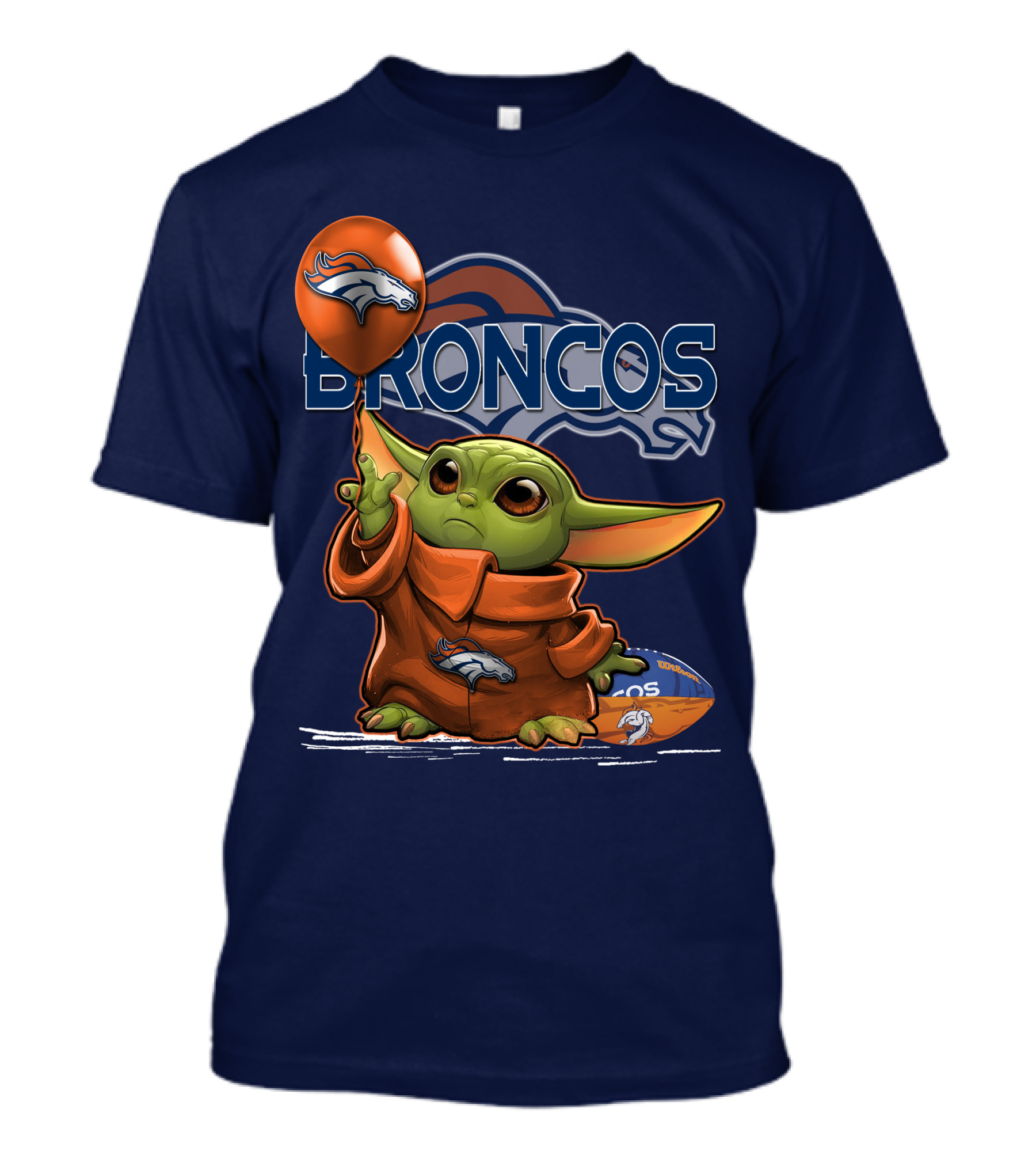 Yoda V1 Denver Broncos Alien Holding Balloon And Football T-Shirt