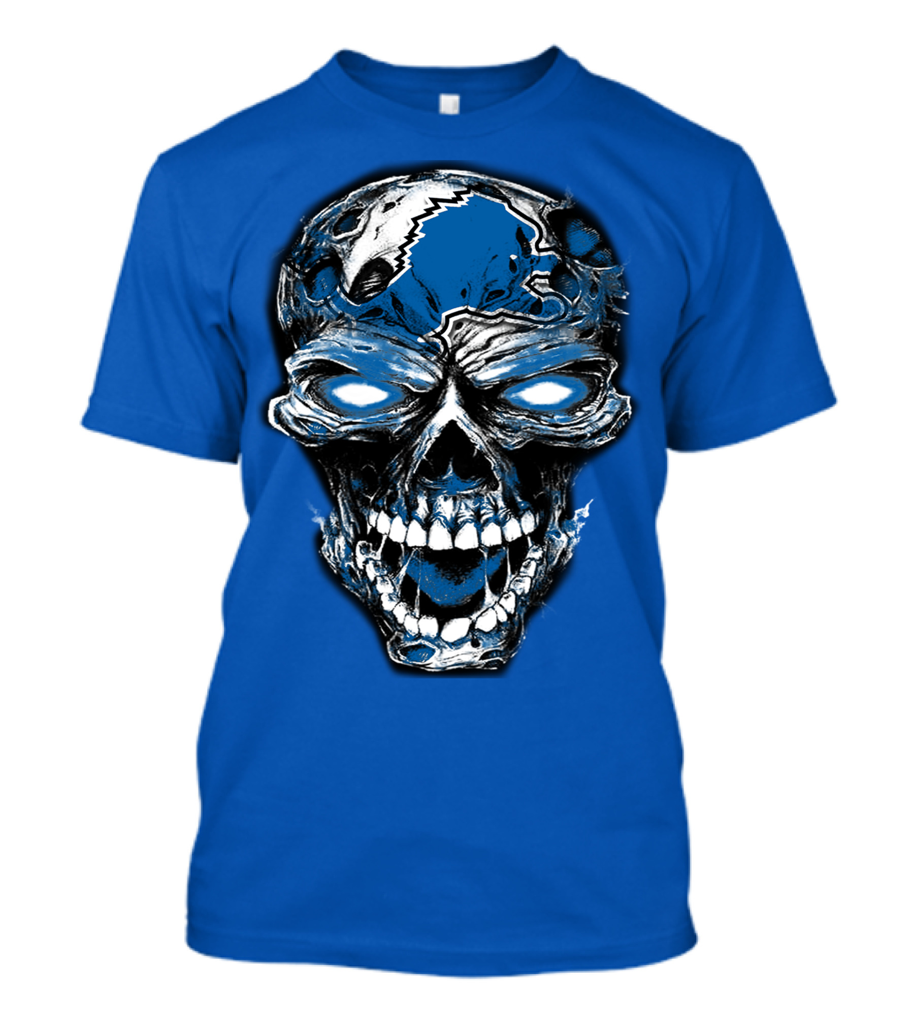Detroit Lions 59 Skull Blue Roar T-Shirt