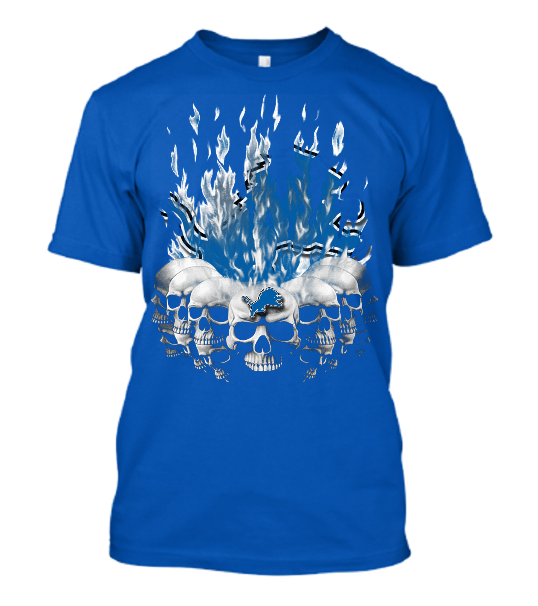 Detroit Lions 16 Flaming Skulls T-Shirt