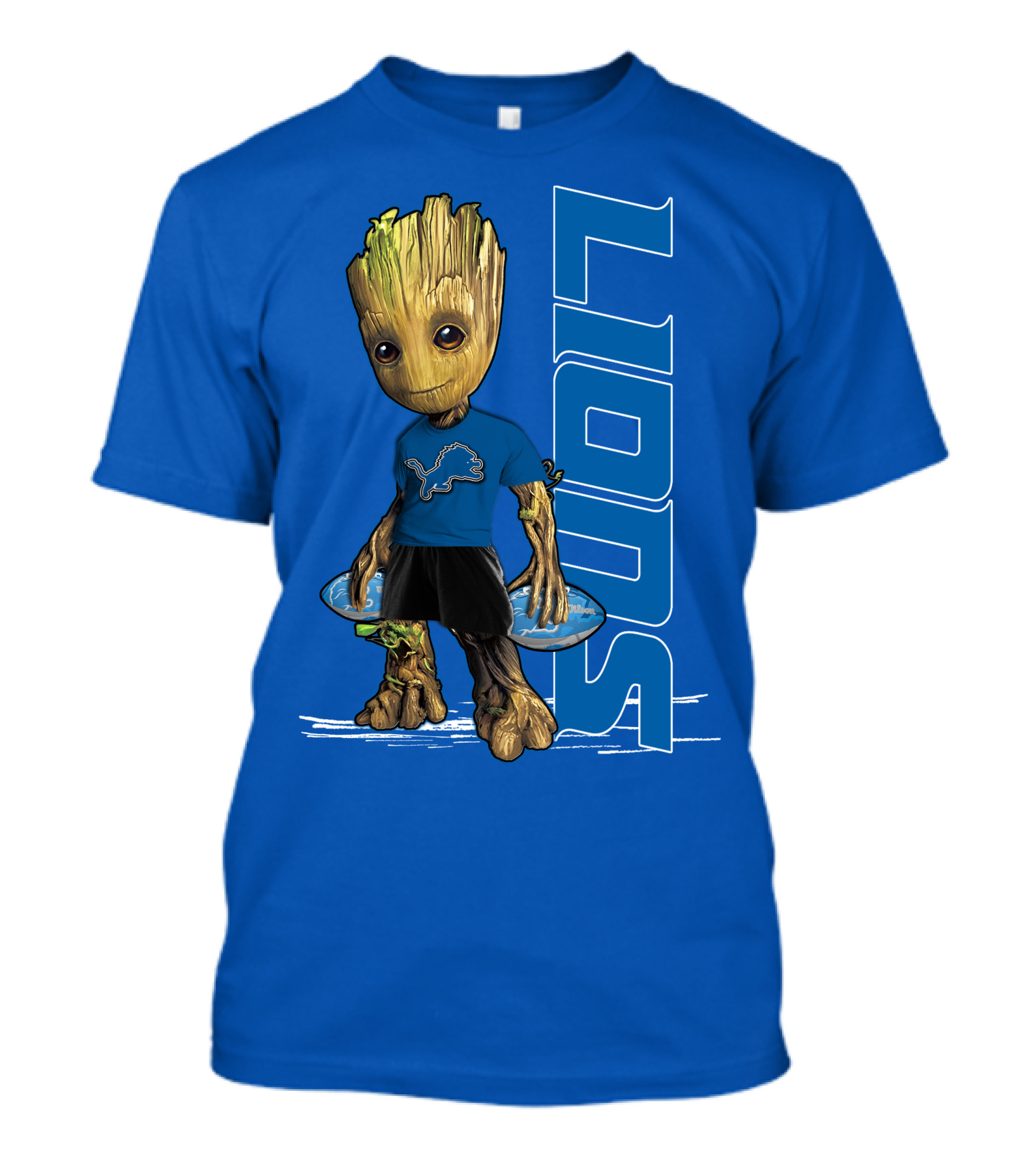Groot V1 Detroit Lions Football Blue Character With Nfl T-Shirt