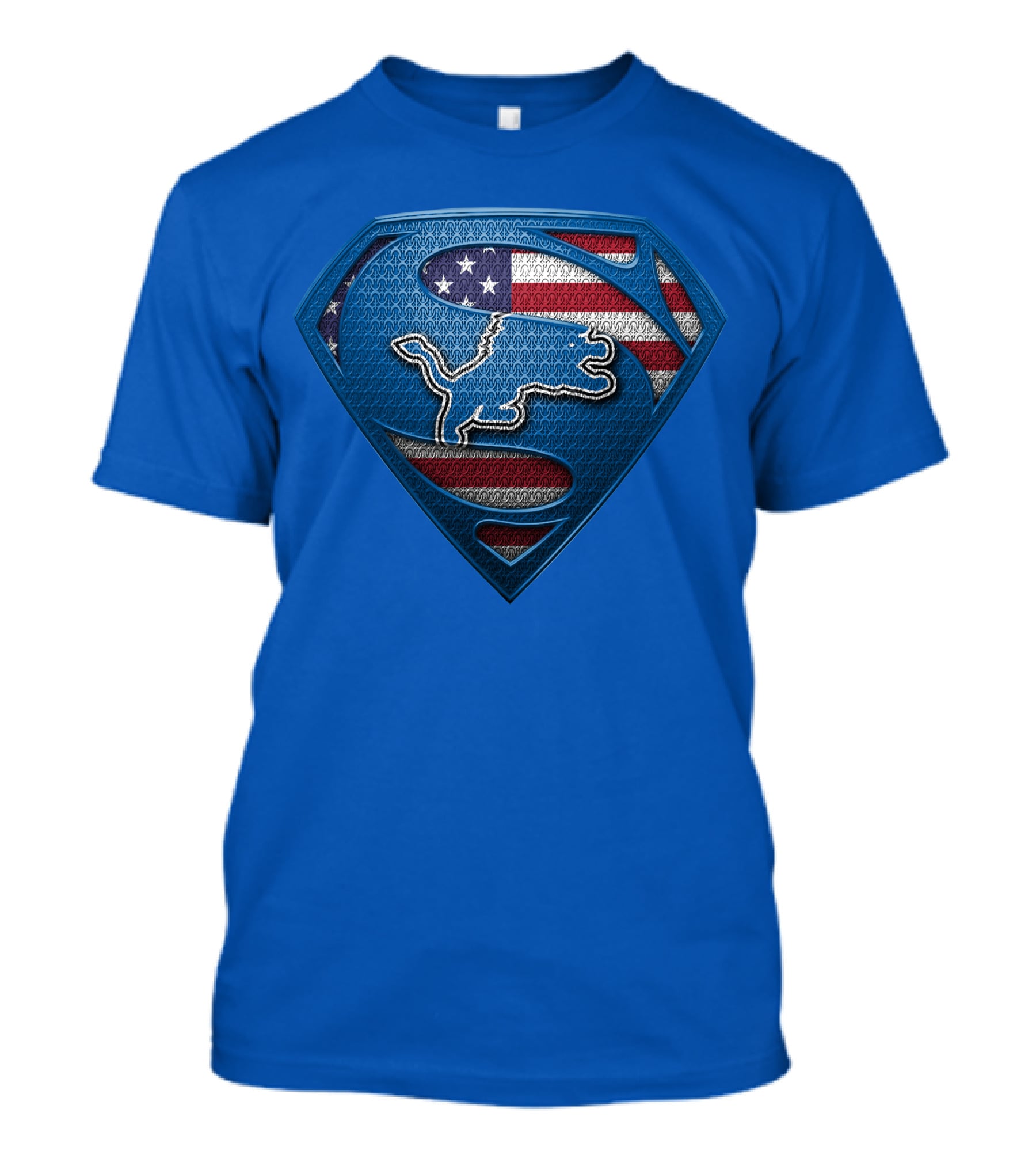 Spm Detroit Lions Superman Shield American Flag T-Shirt