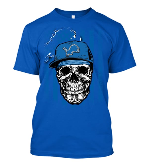 DETROIT LIONS Skull With Cap Sports T-Shirt