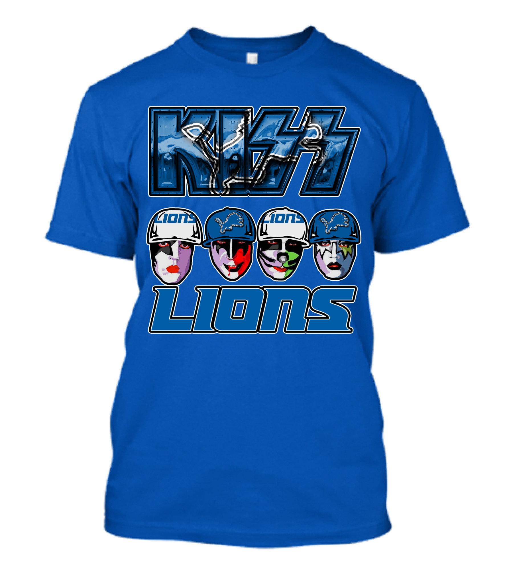 KISS Detroit Lions Face Paint Helmets T-Shirt