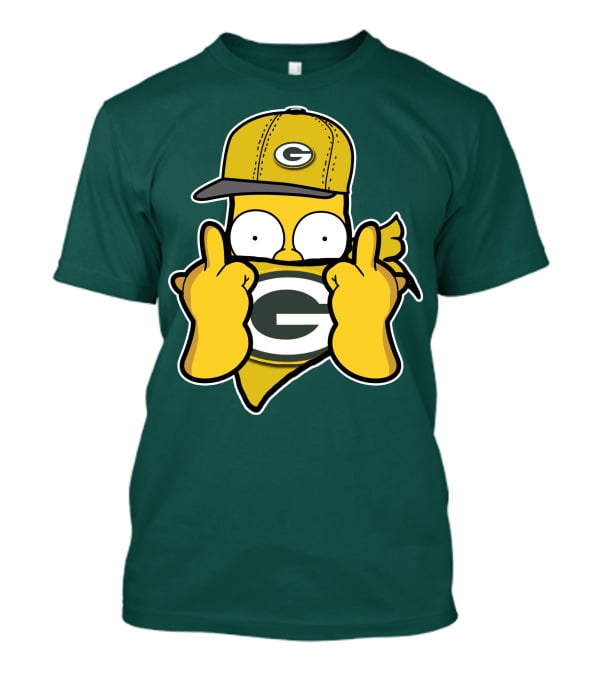 Green Bay Packers 75 Cartoon Character Middle Finger Gesture T-Shirt
