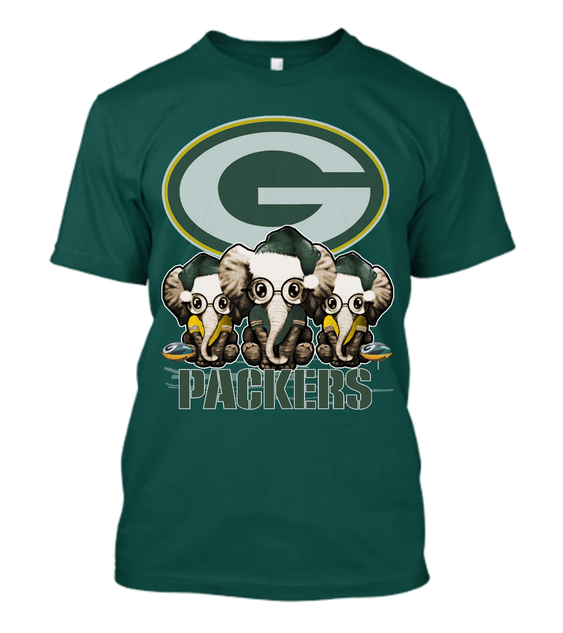 Elephant Packers Christmas Green Bay Packers T-Shirt