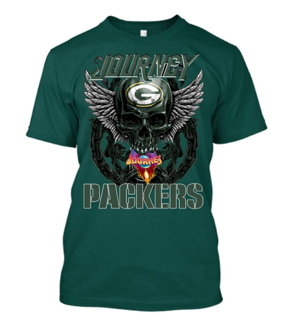 Journey Green Bay Packers Winged Skull Flame T-Shirt